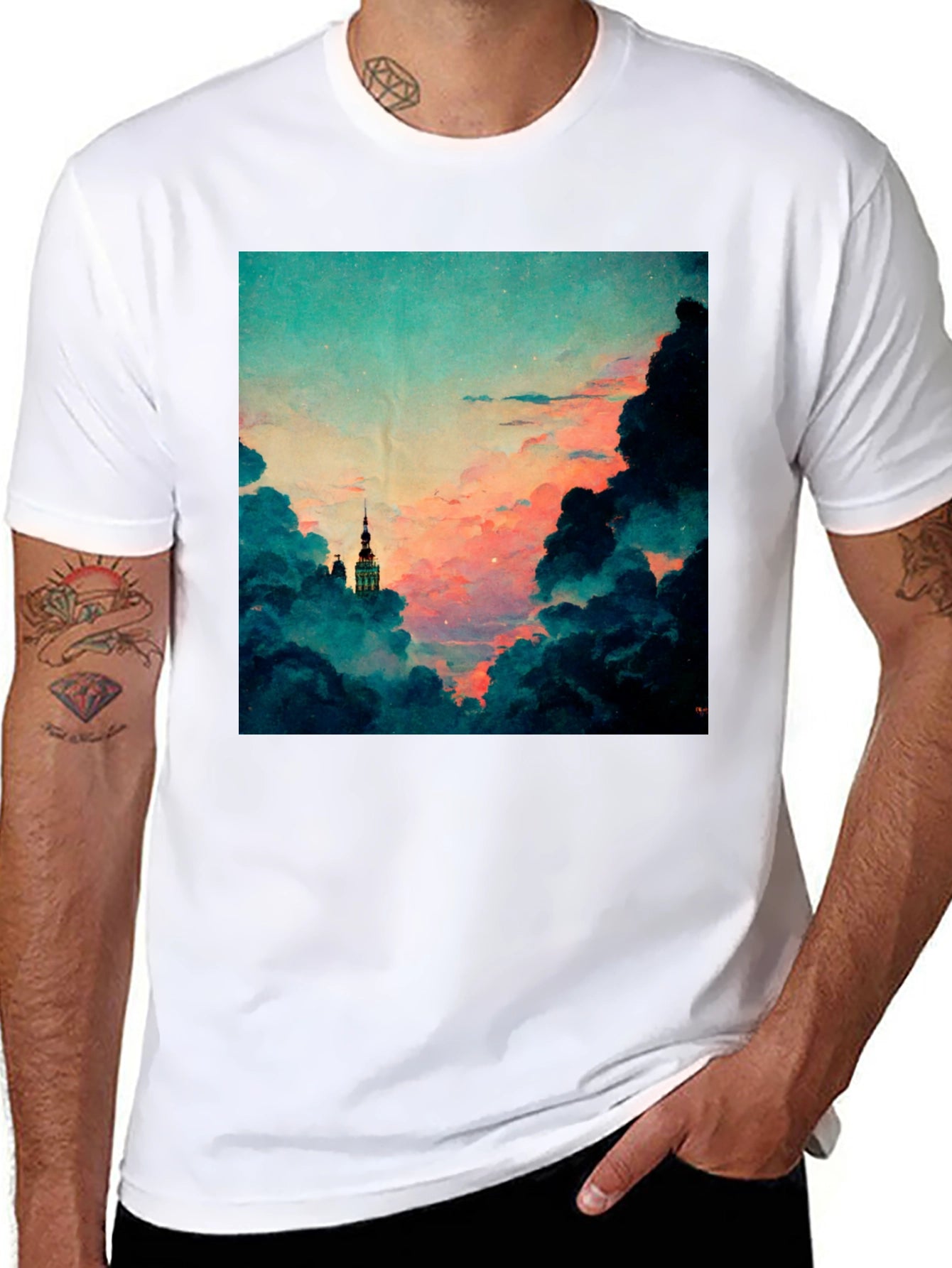 Dreamy Sky Graphic Tee - Artistic Cloudscape T-Shirt