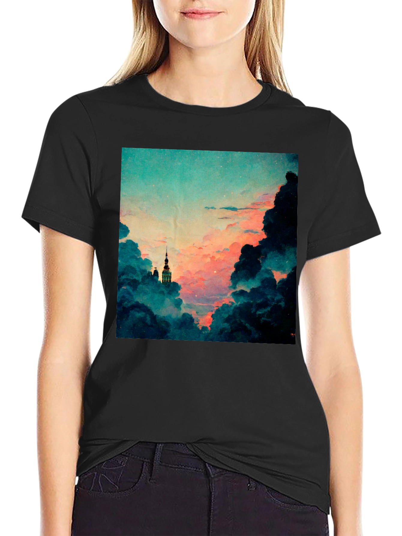 Dreamy Sky Graphic Tee - Artistic Cloudscape T-Shirt