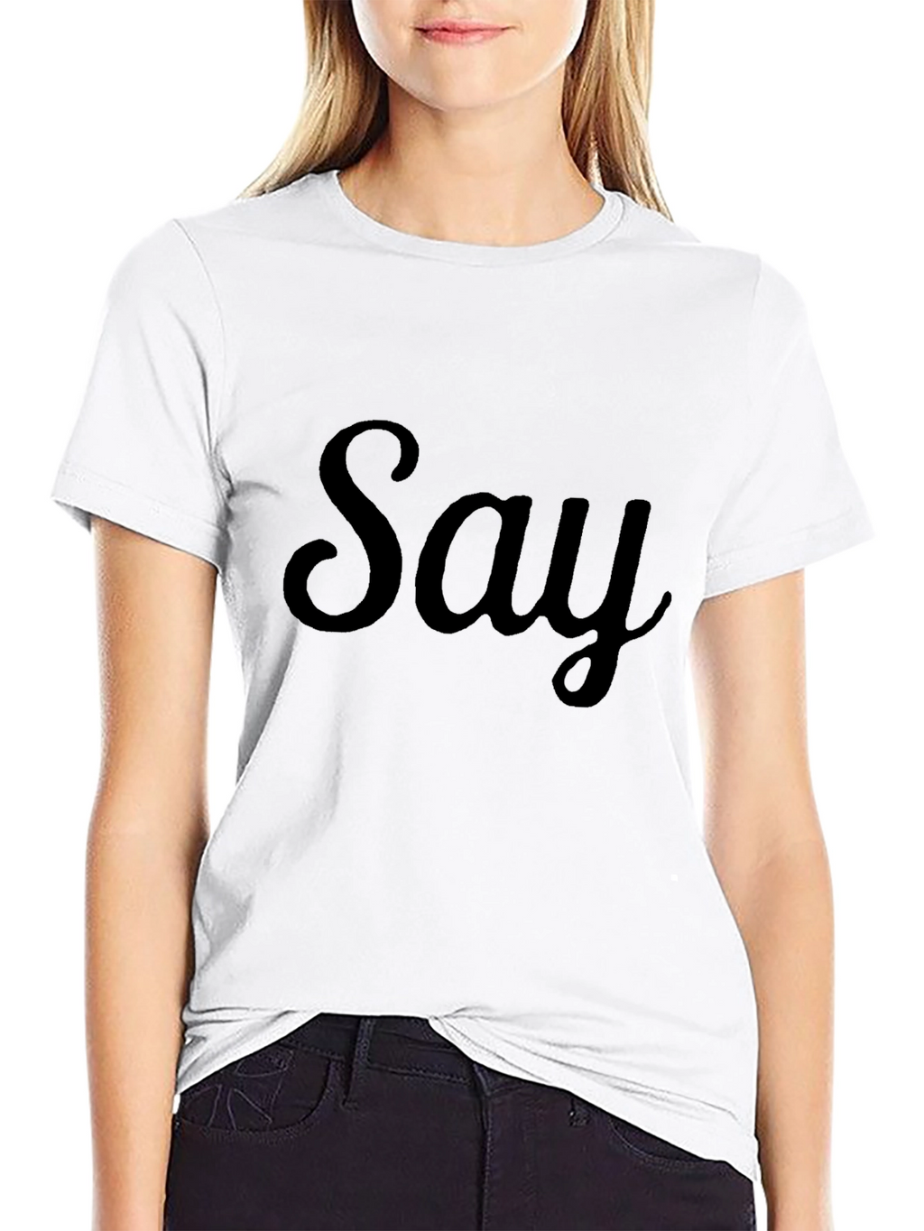 Say Graphic Black T-Shirt Casual Wear