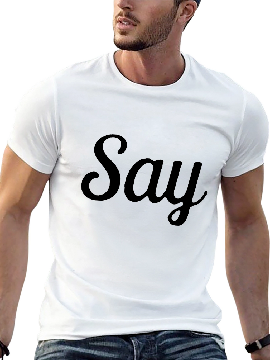 Say Graphic Black T-Shirt Casual Wear