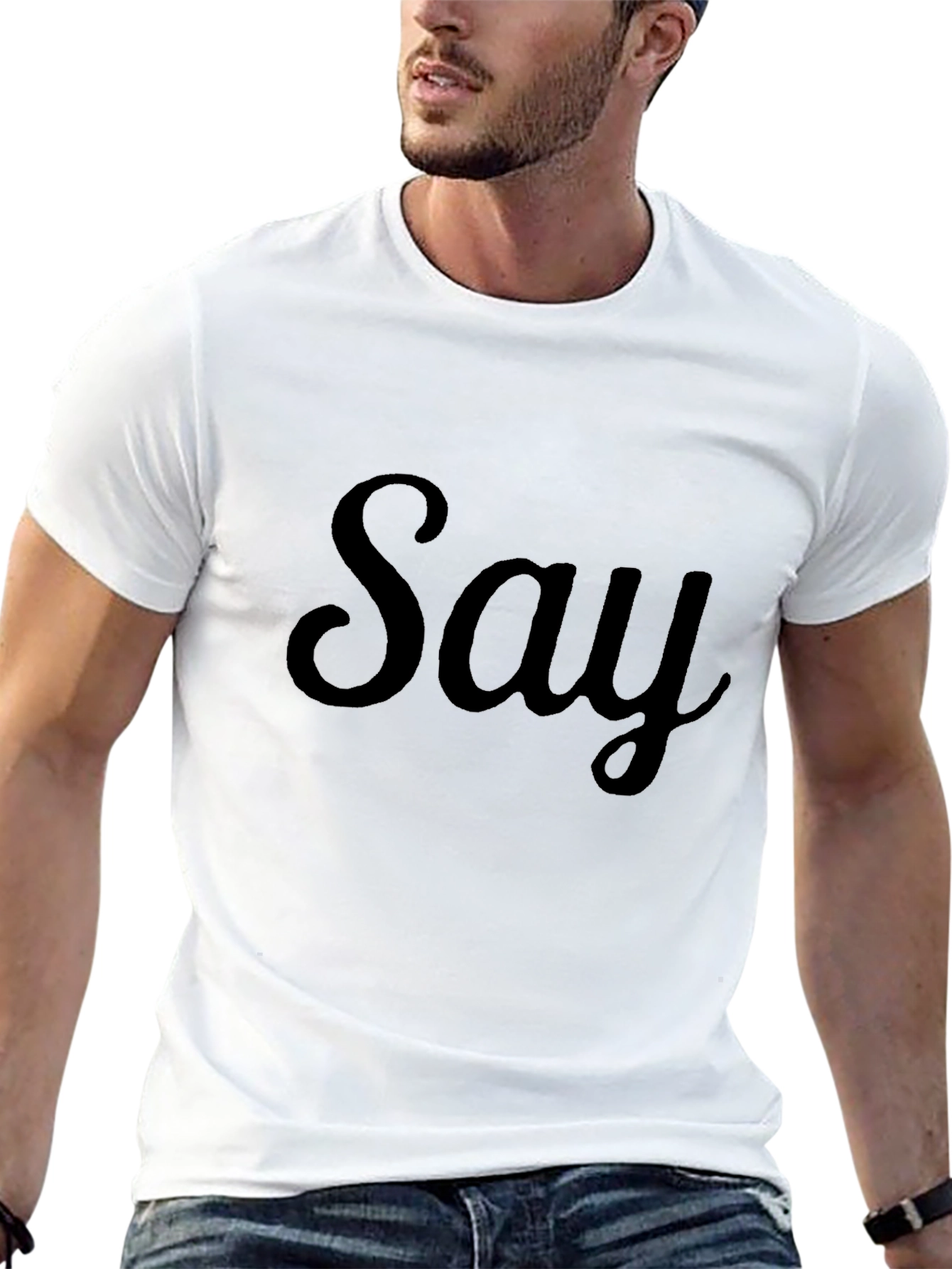 Say Graphic Black T-Shirt Casual Wear