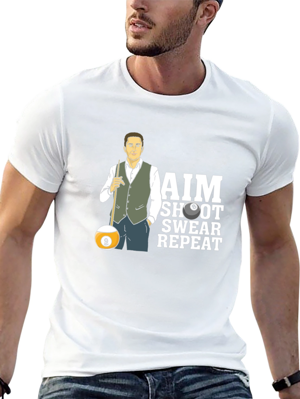 AIM Shoot Swear Repeat Billiard T-Shirt