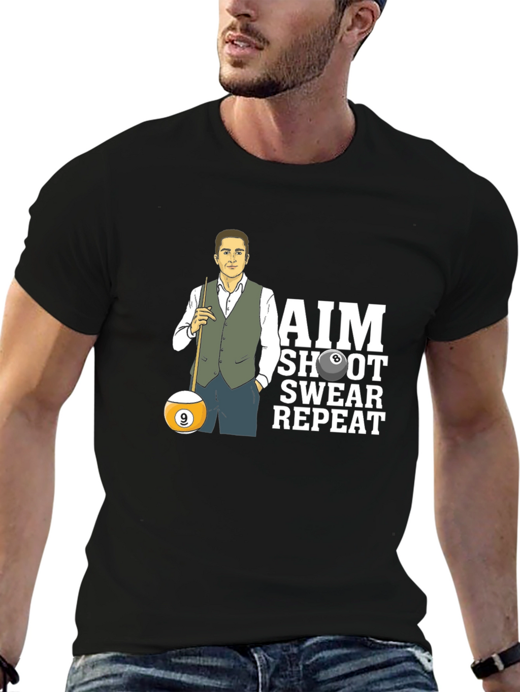AIM Shoot Swear Repeat Billiard T-Shirt