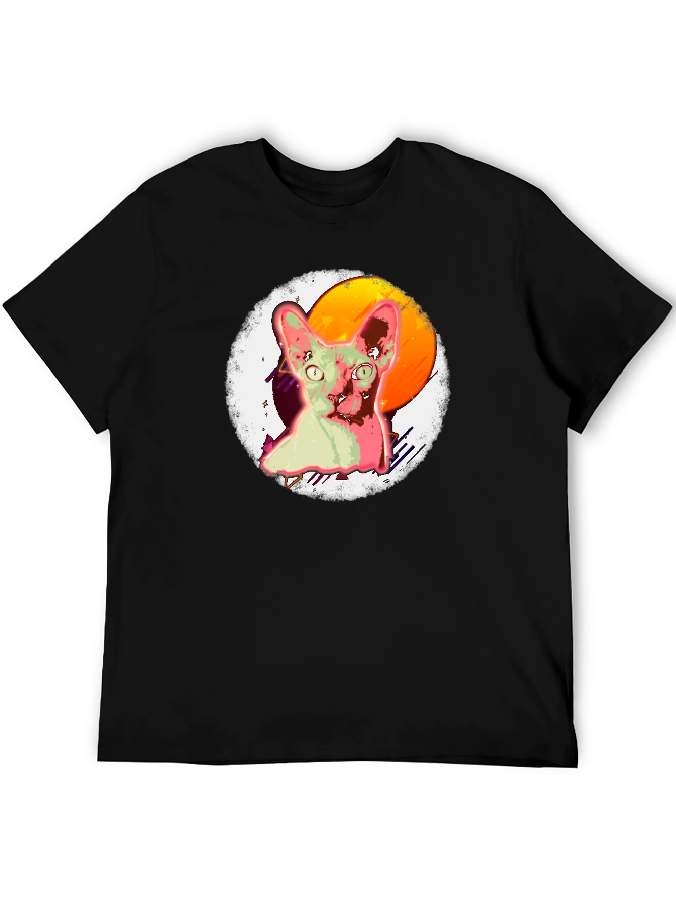 Sphynx Cat Graphic T-Shirt Black Cotton Tee