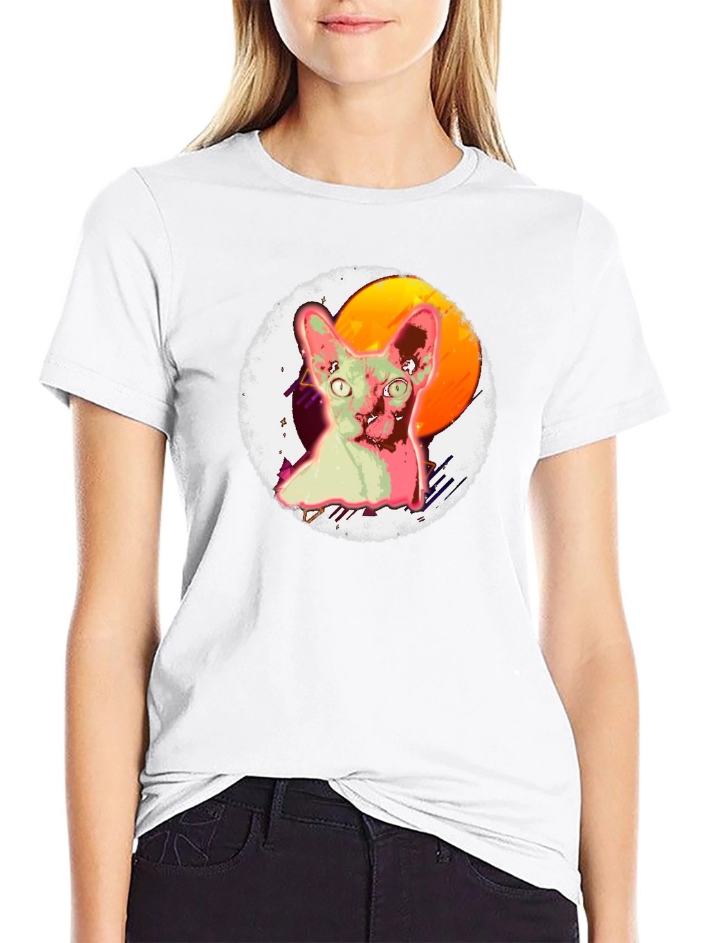 Sphynx Cat Graphic T-Shirt Black Cotton Tee