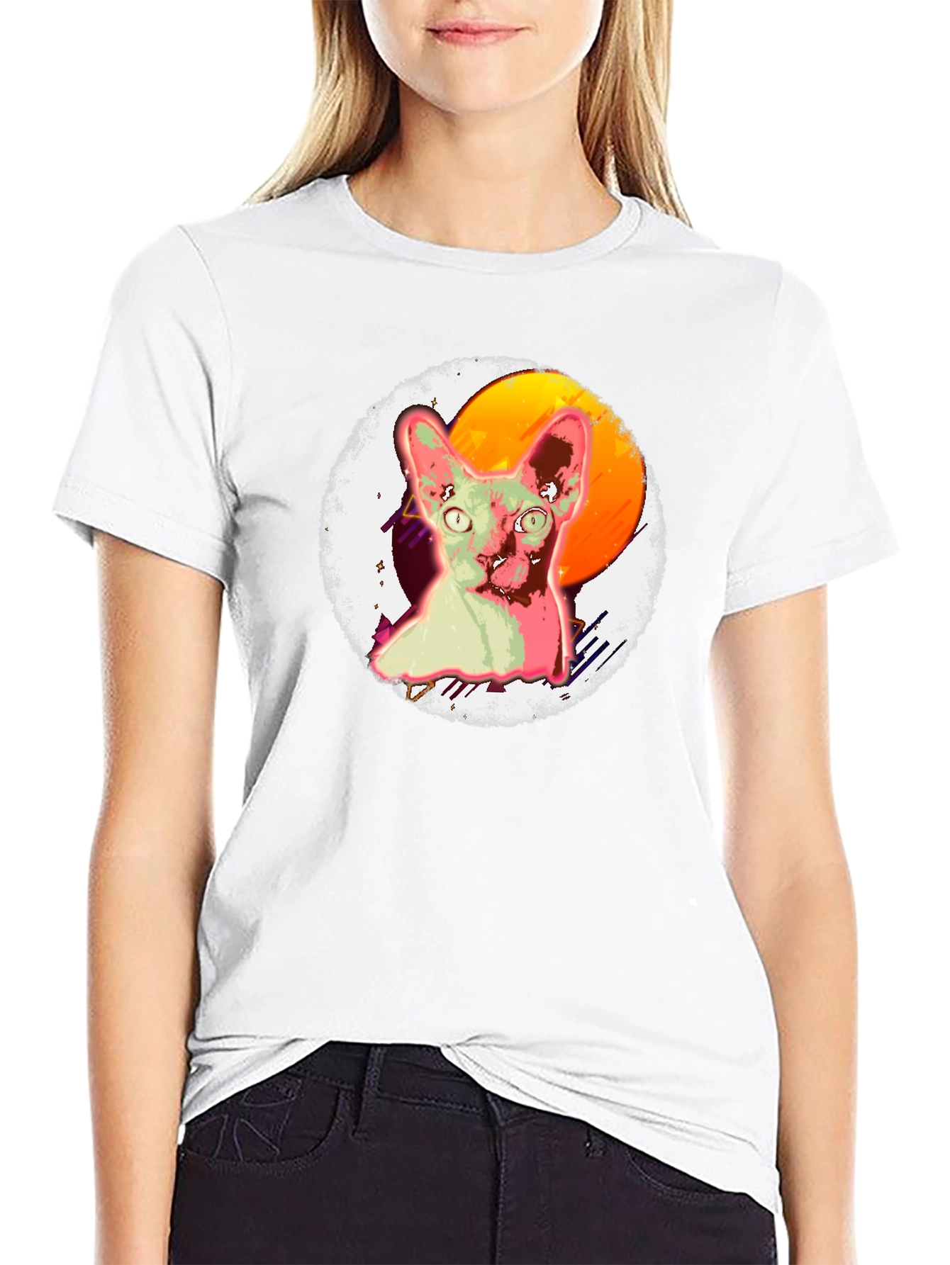 Sphynx Cat Graphic T-Shirt Black Cotton Tee