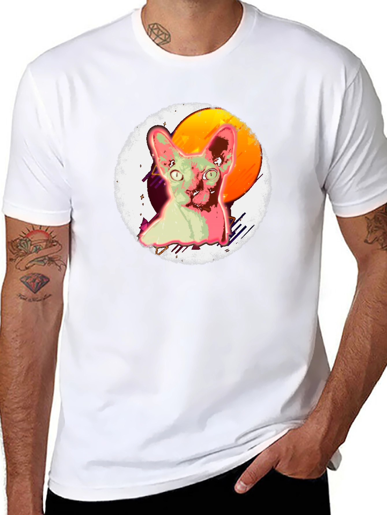 Sphynx Cat Graphic T-Shirt Black Cotton Tee