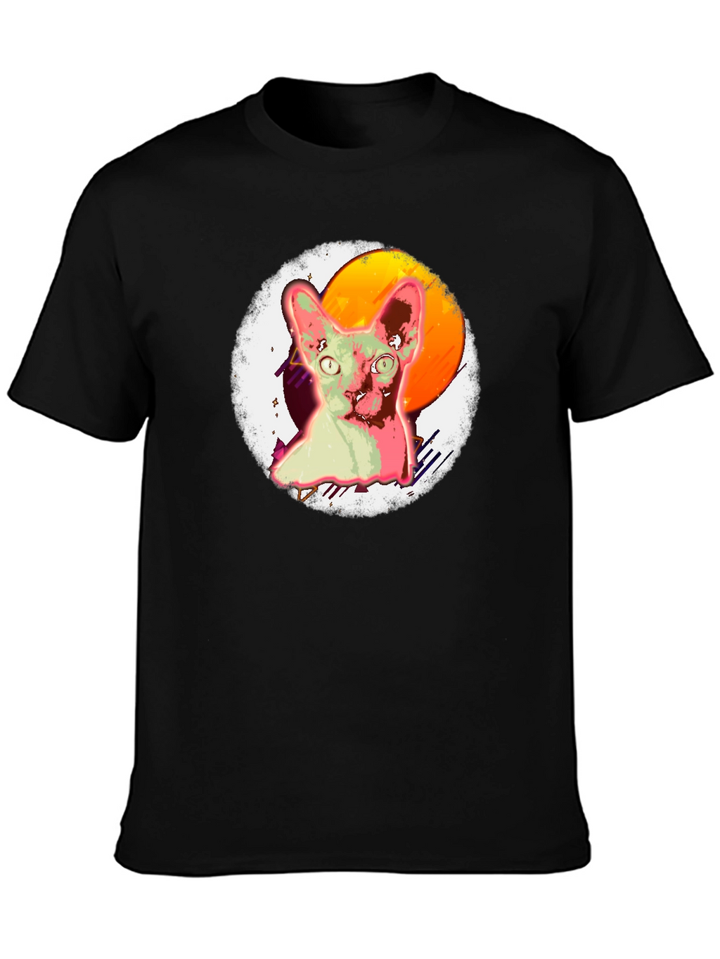 Sphynx Cat Graphic T-Shirt Black Cotton Tee