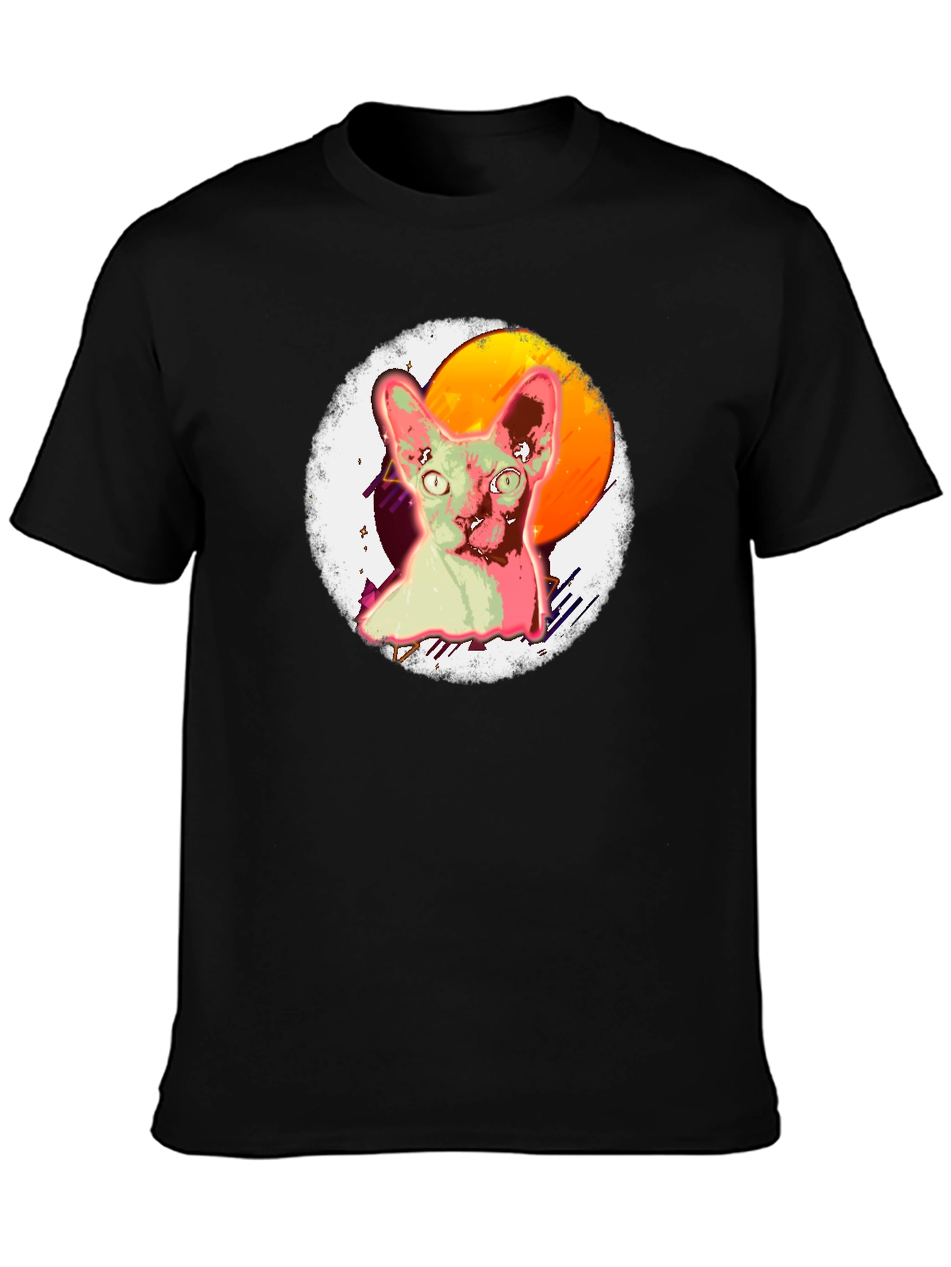 Sphynx Cat Graphic T-Shirt Black Cotton Tee
