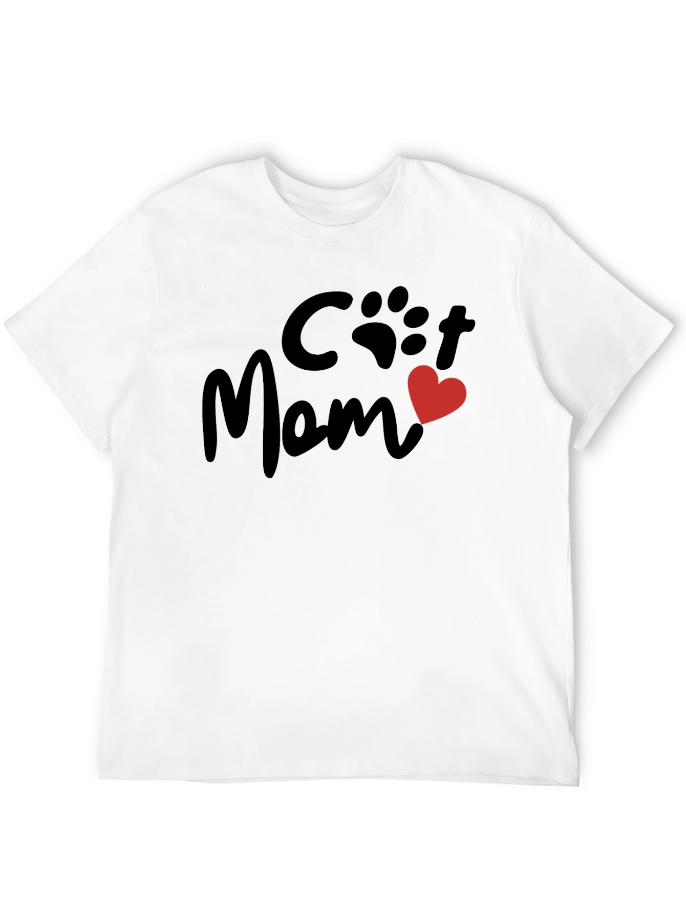 Cat Mom T-Shirt - Paw Print Heart Graphic Tee