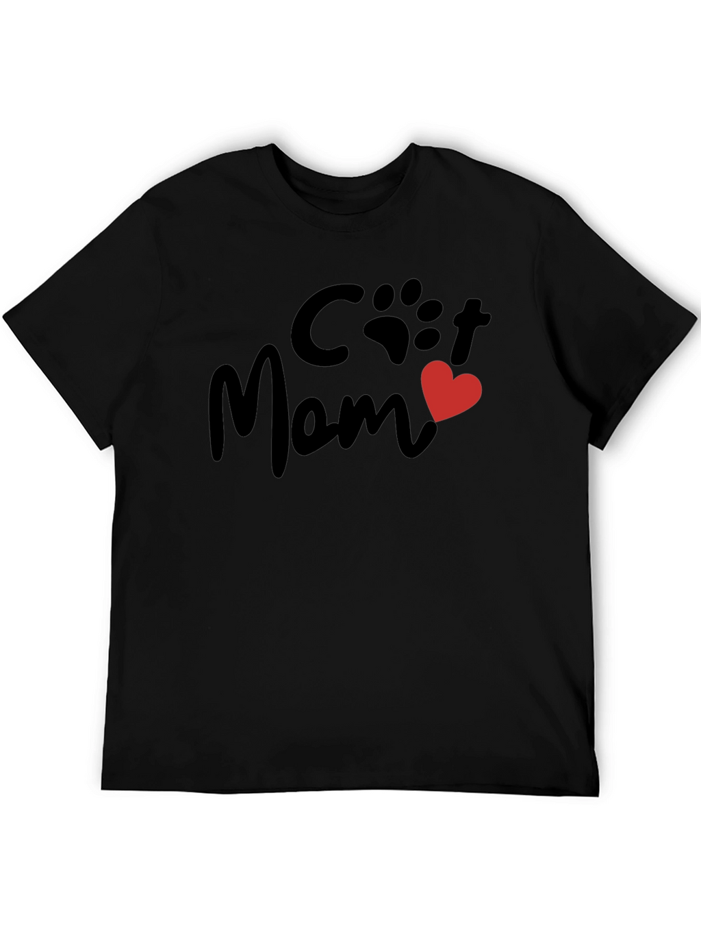 Cat Mom T-Shirt - Paw Print Heart Graphic Tee