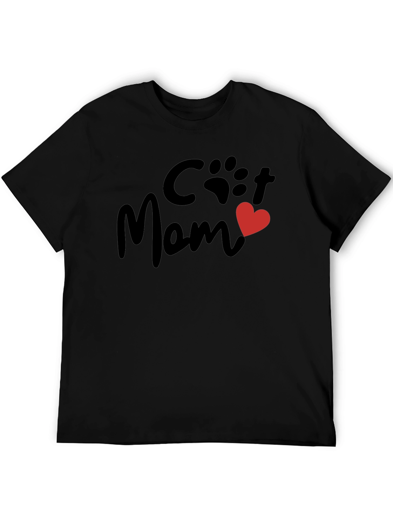 Cat Mom T-Shirt - Paw Print Heart Graphic Tee