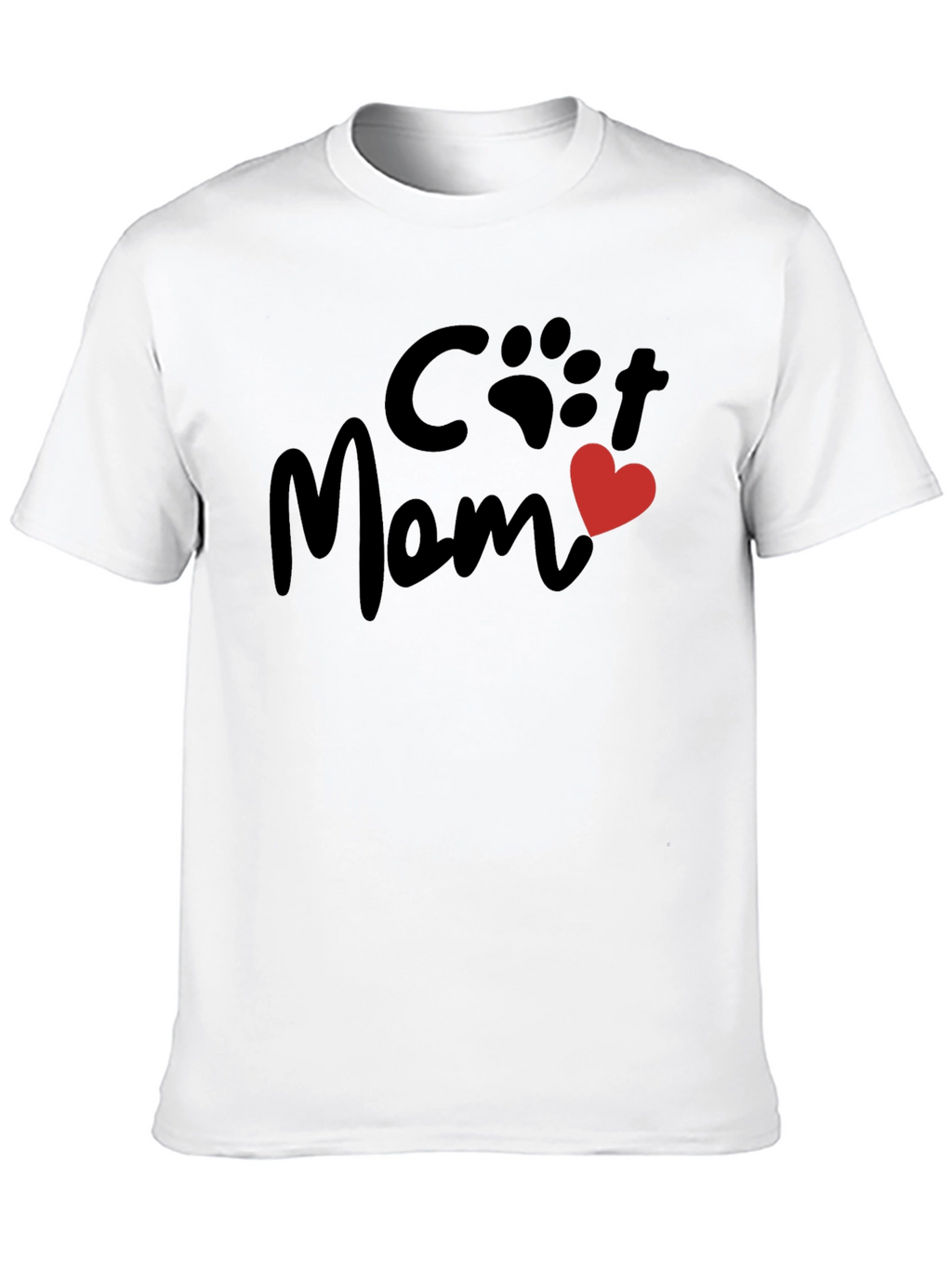 Cat Mom T-Shirt - Paw Print Heart Graphic Tee