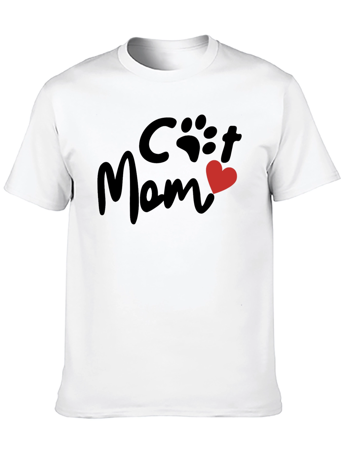 Cat Mom T-Shirt - Paw Print Heart Graphic Tee
