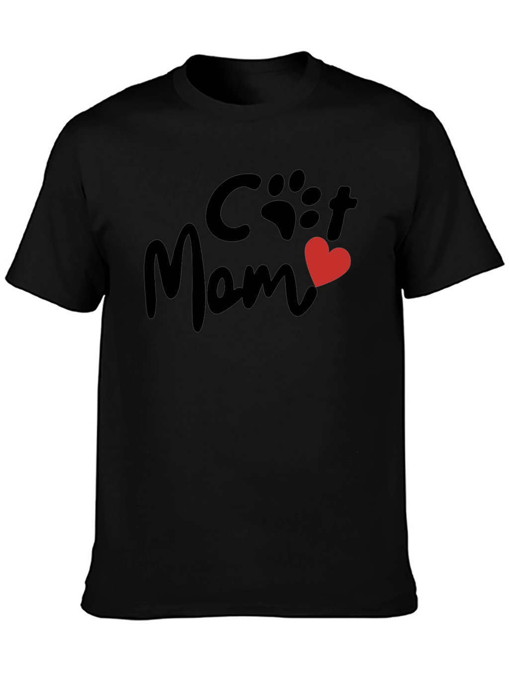 Cat Mom T-Shirt - Paw Print Heart Graphic Tee