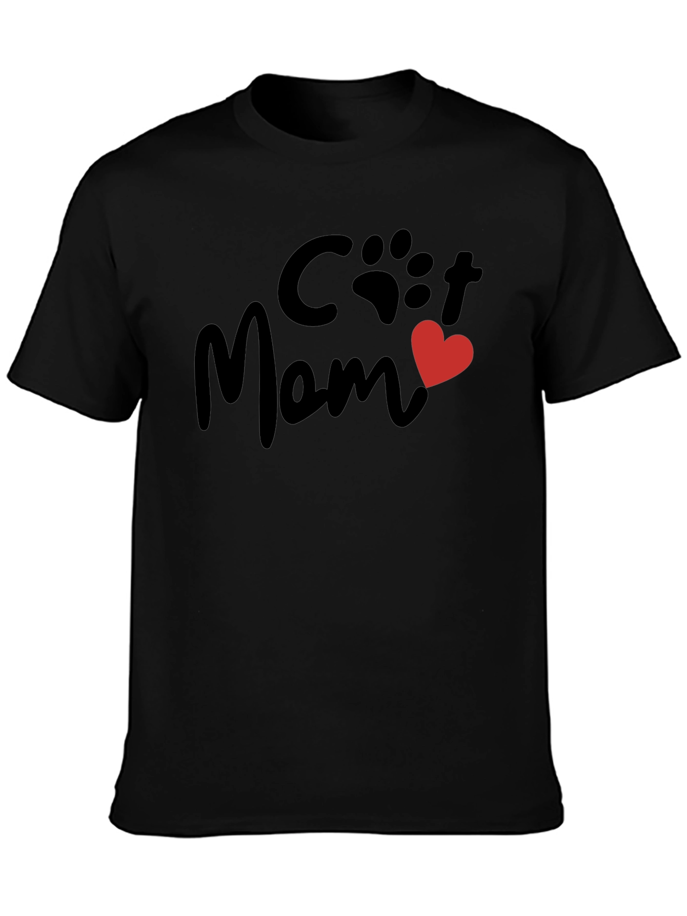 Cat Mom T-Shirt - Paw Print Heart Graphic Tee