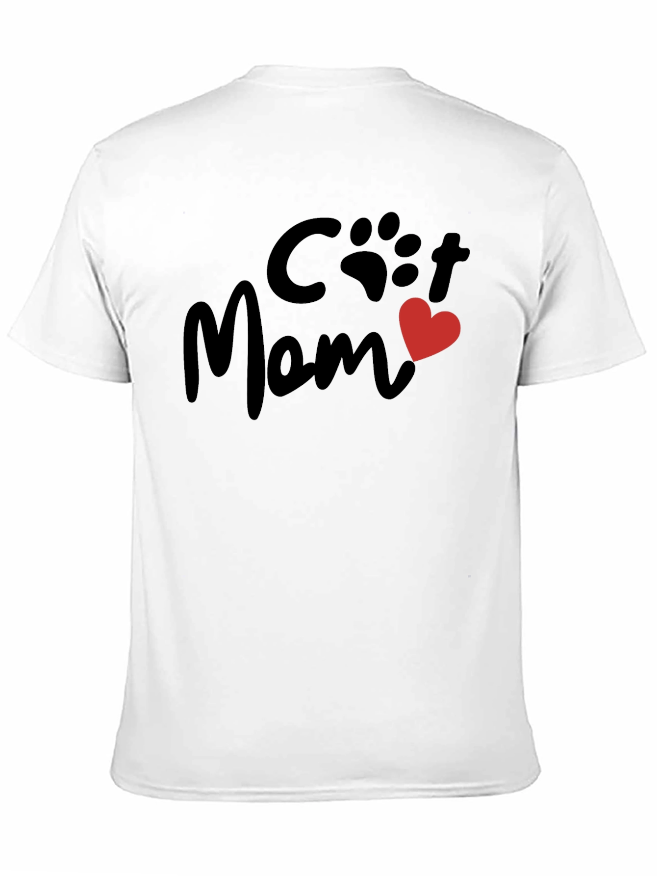 Cat Mom T-Shirt - Paw Print Heart Graphic Tee