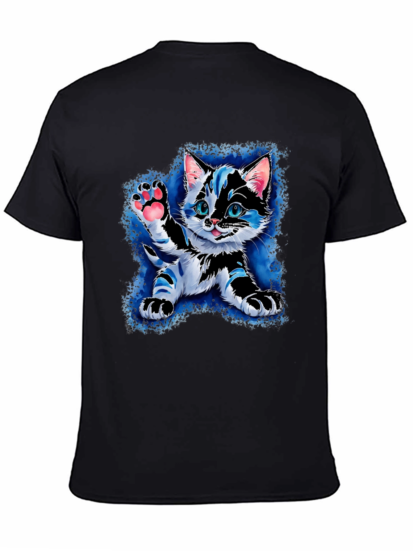 Cute Kitten Graphic Tee - Black Short Sleeve Shirt