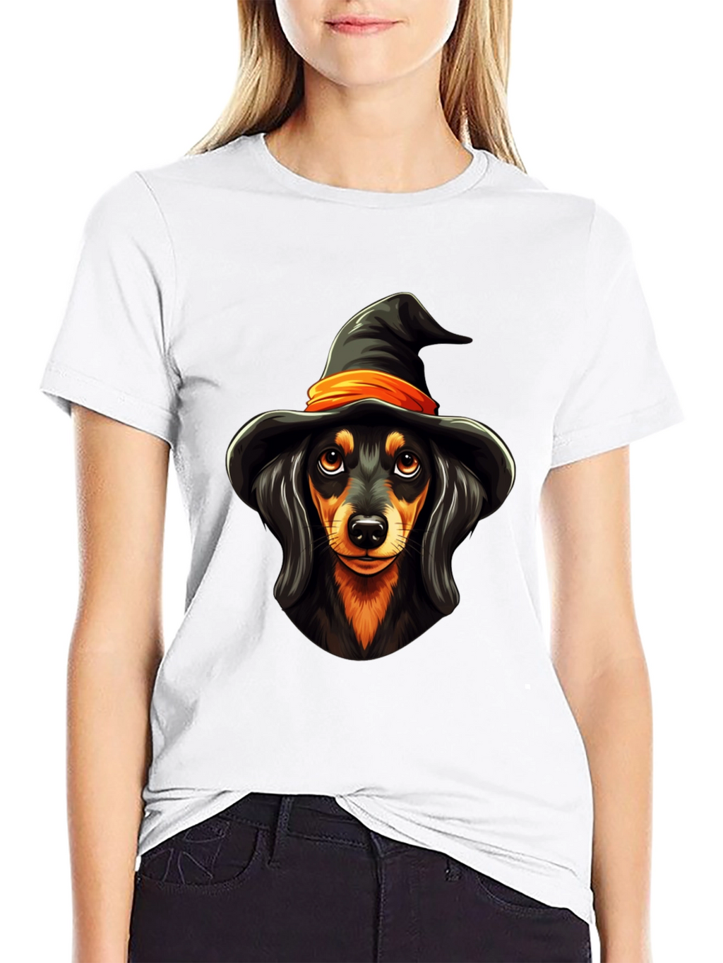 Halloween Dachshund Witch T-Shirt