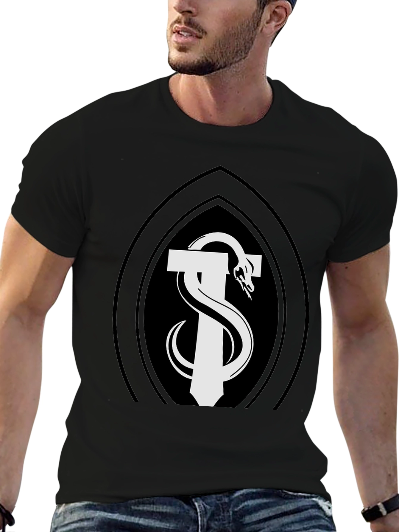 Caduceus Snake T-Shirt - Black