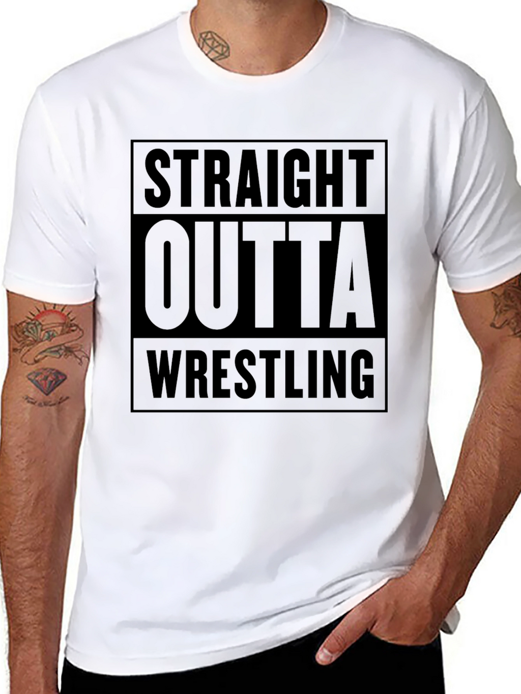 Straight Outta Wrestling Black Graphic Tee