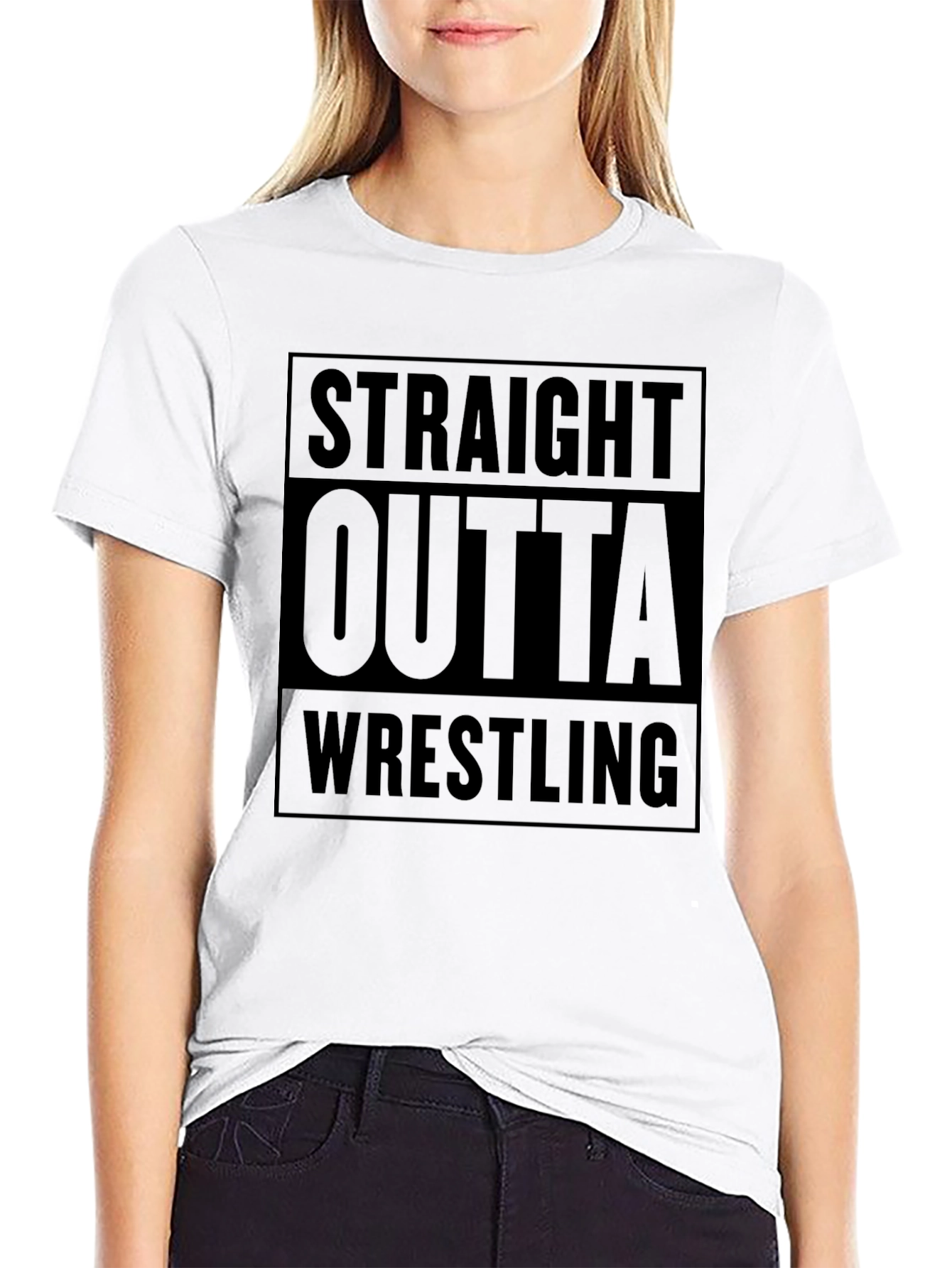 Straight Outta Wrestling Black Graphic Tee