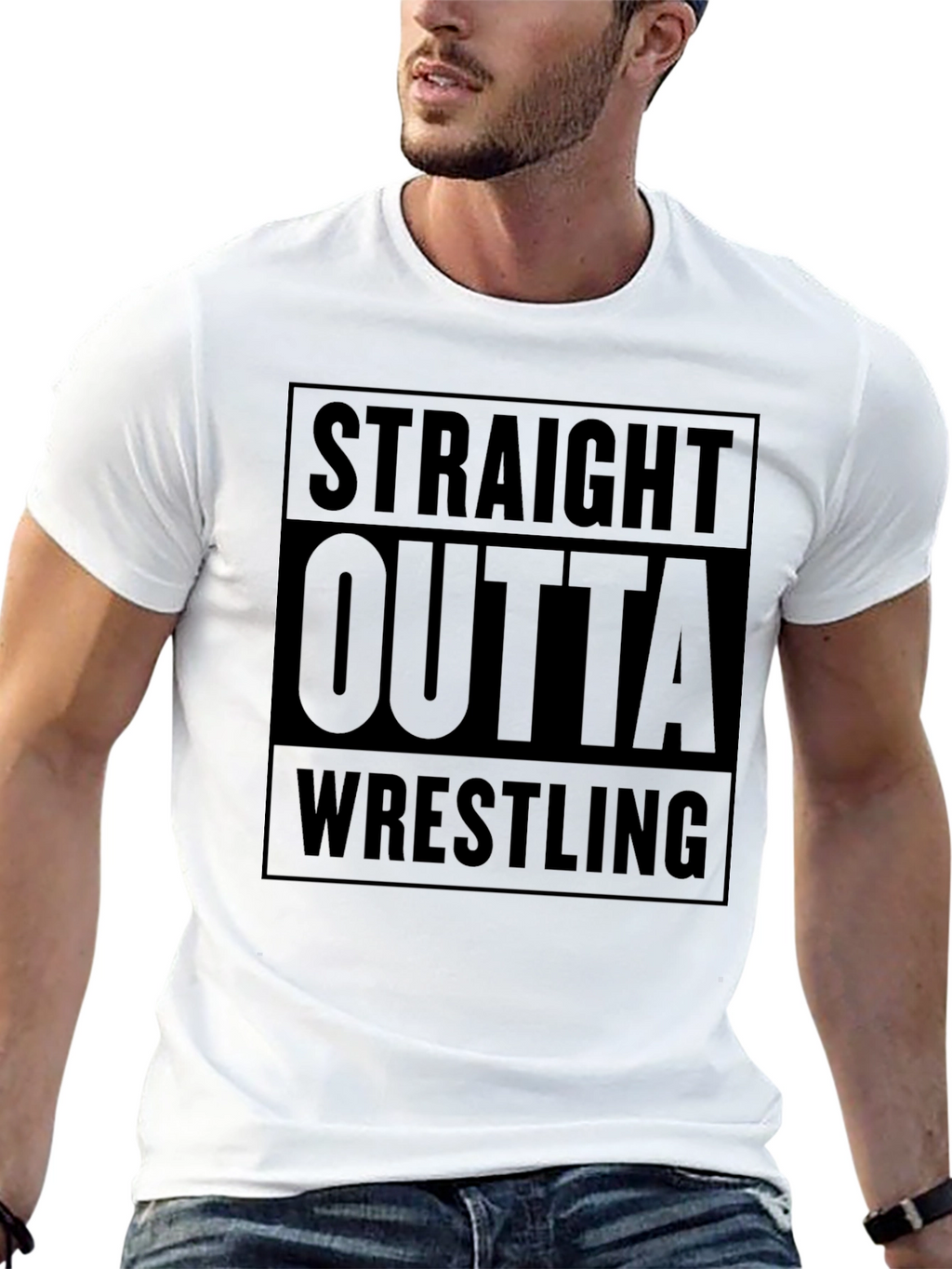 Straight Outta Wrestling Black Graphic Tee