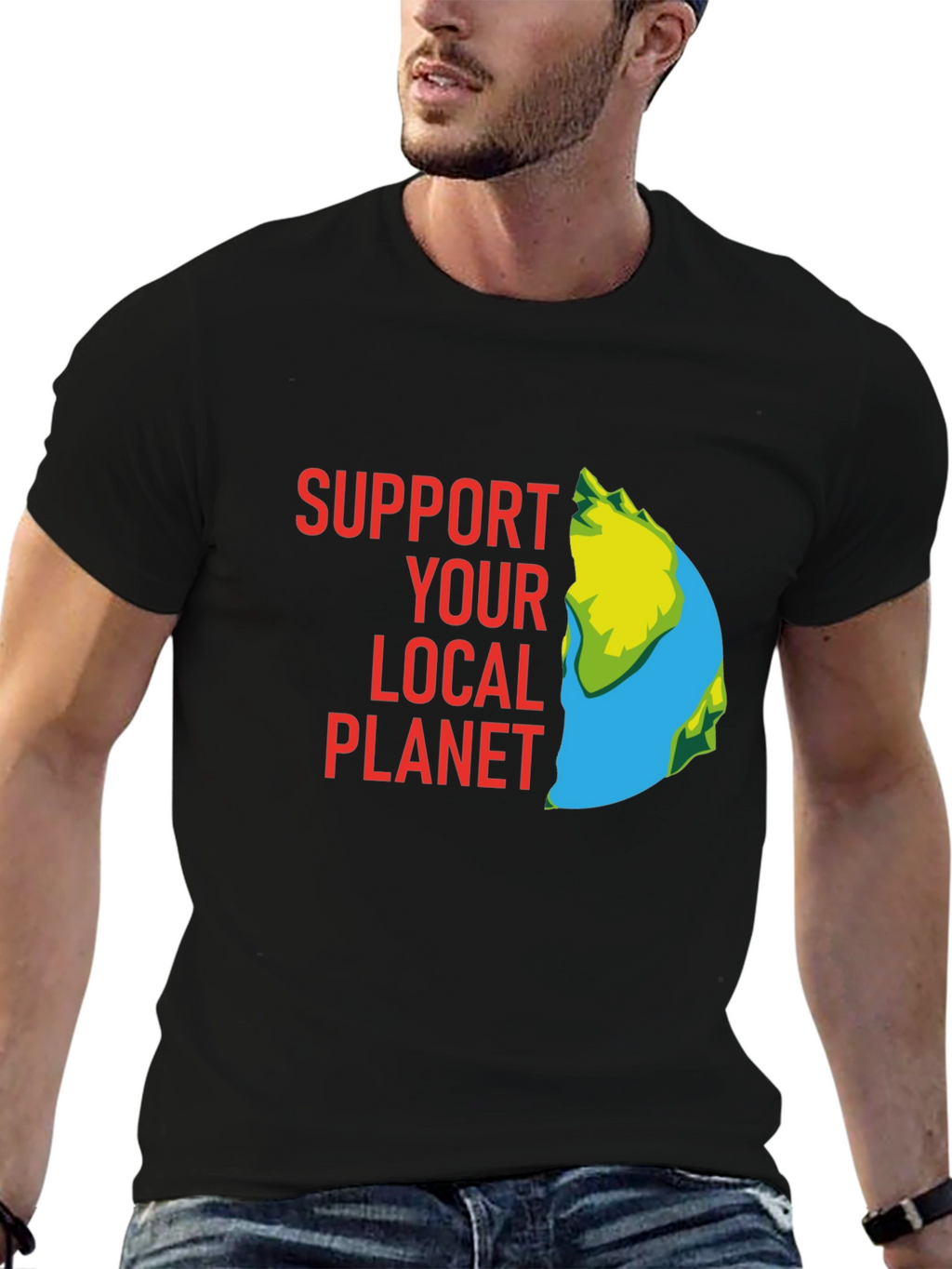 Support Your Local Planet Graphic Tee - Black