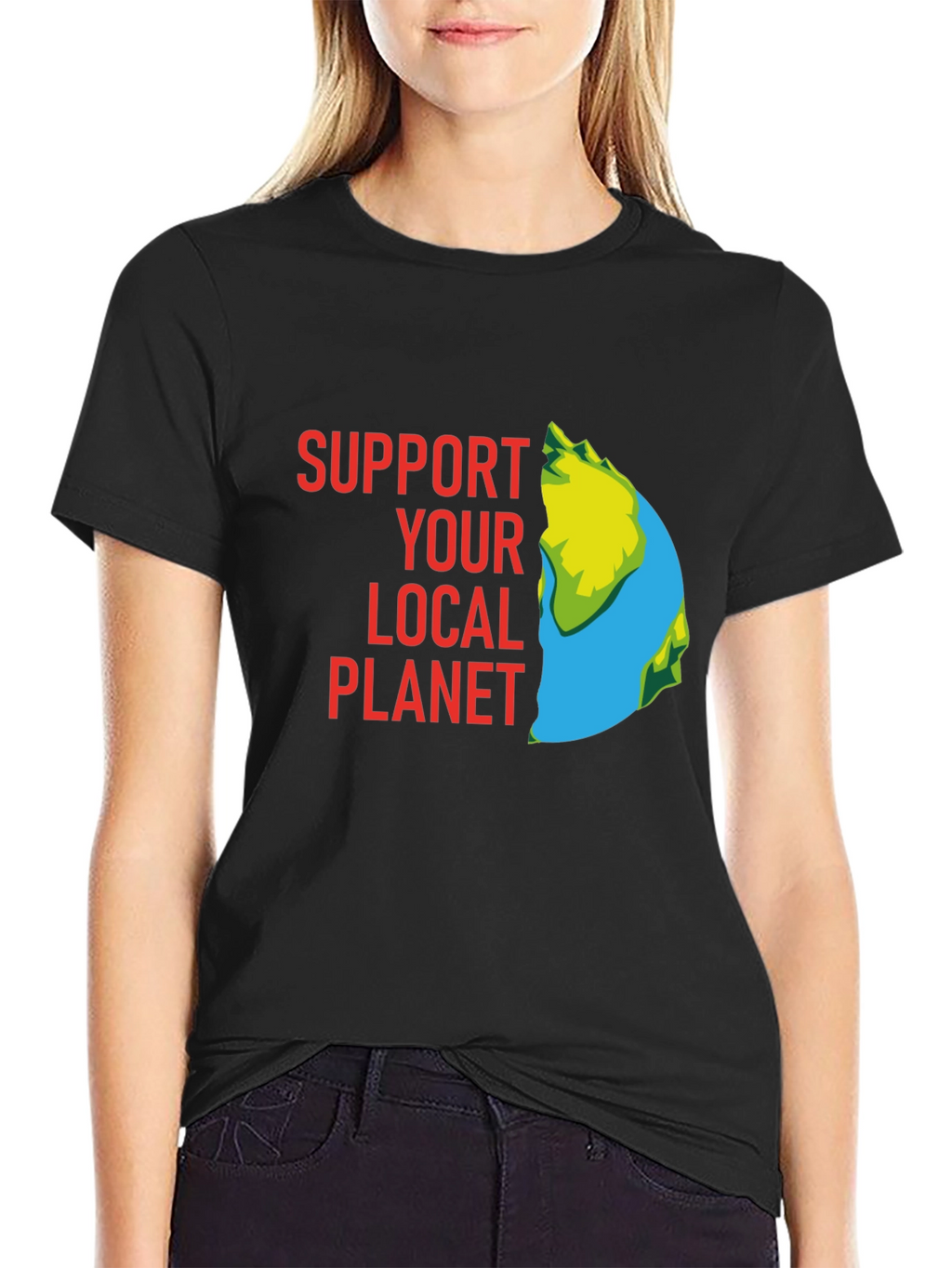 Support Your Local Planet Graphic Tee - Black