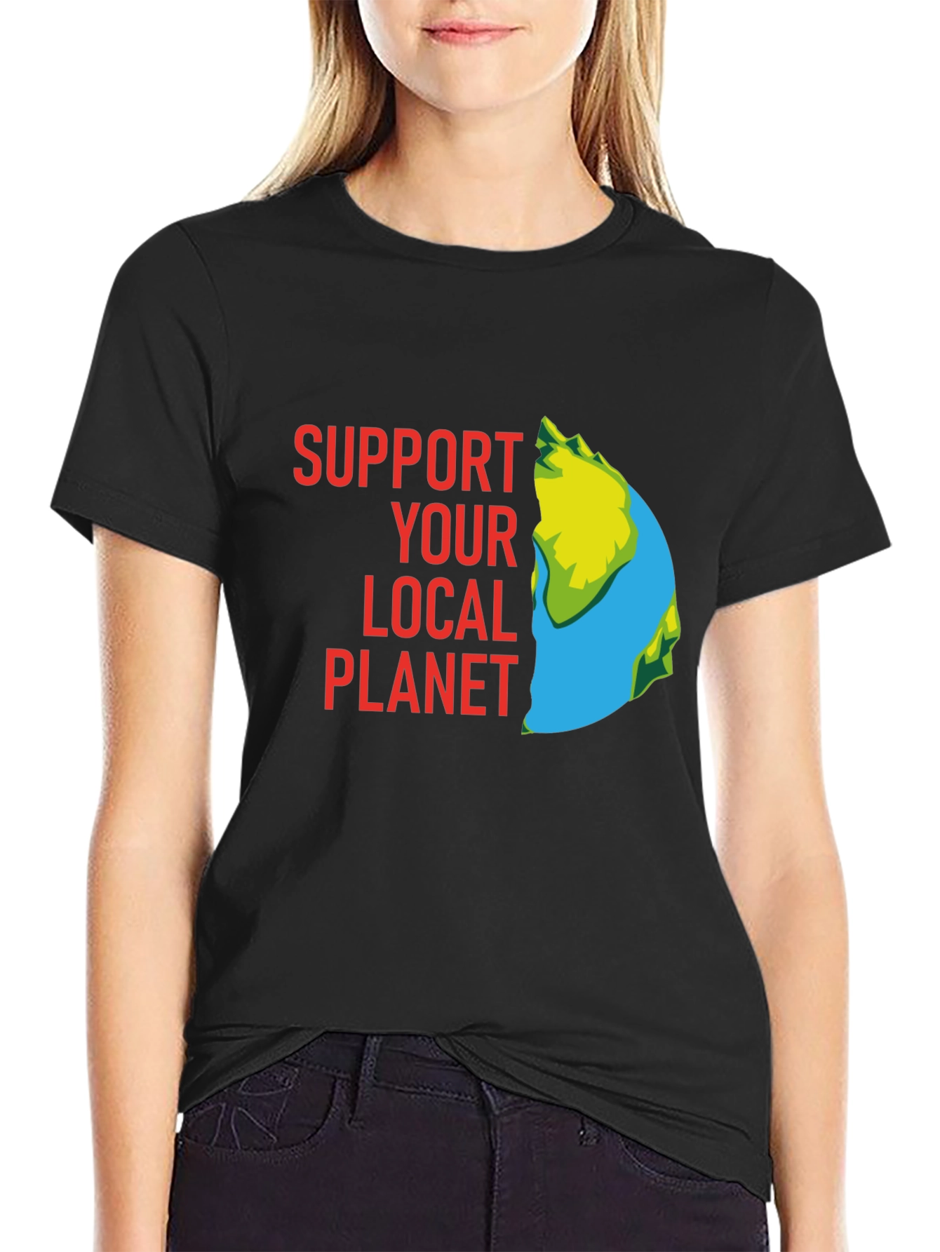Support Your Local Planet Graphic Tee - Black