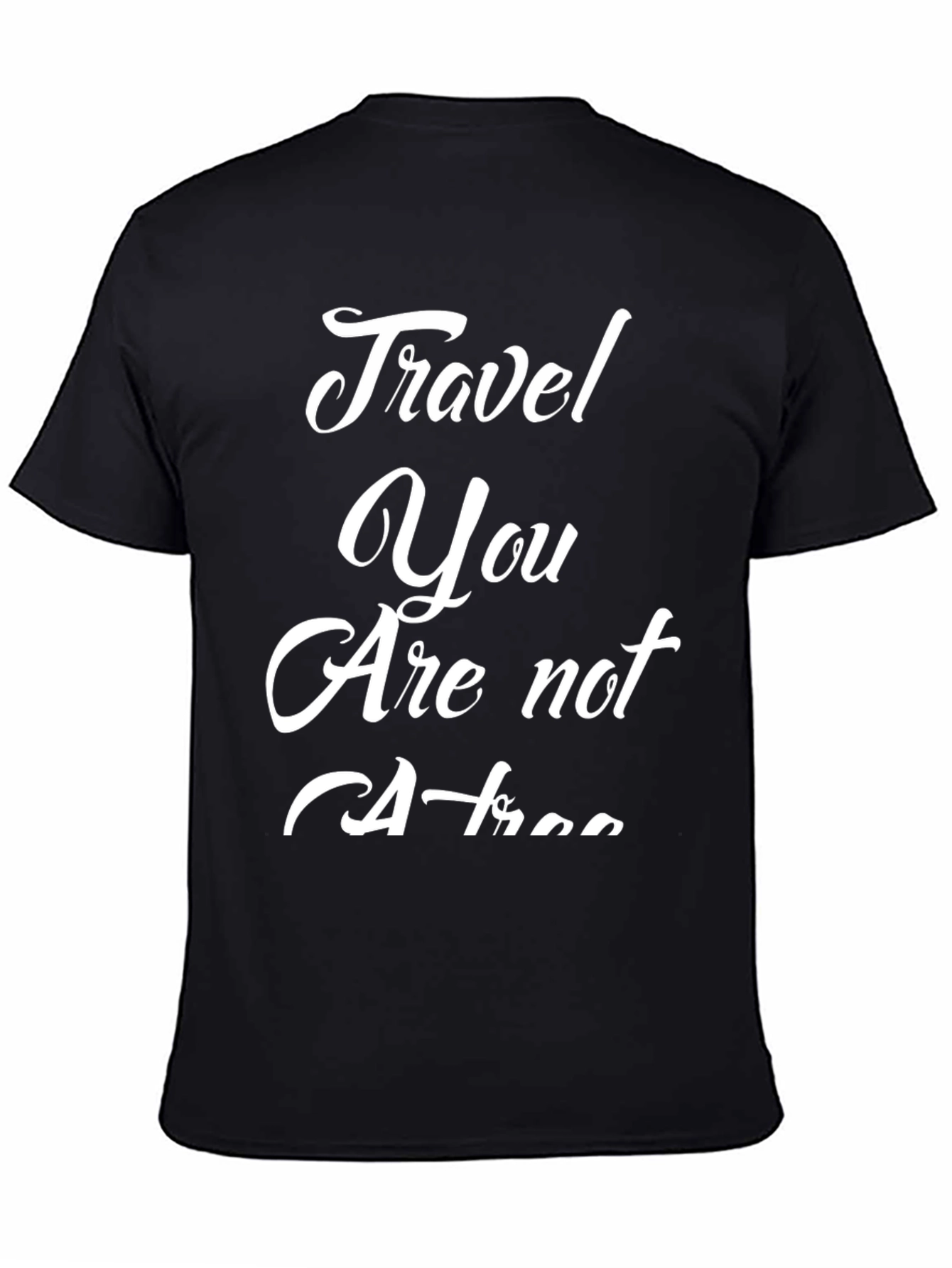 Travel Slogan Graphic Tee - Black Cotton Blend Shirt