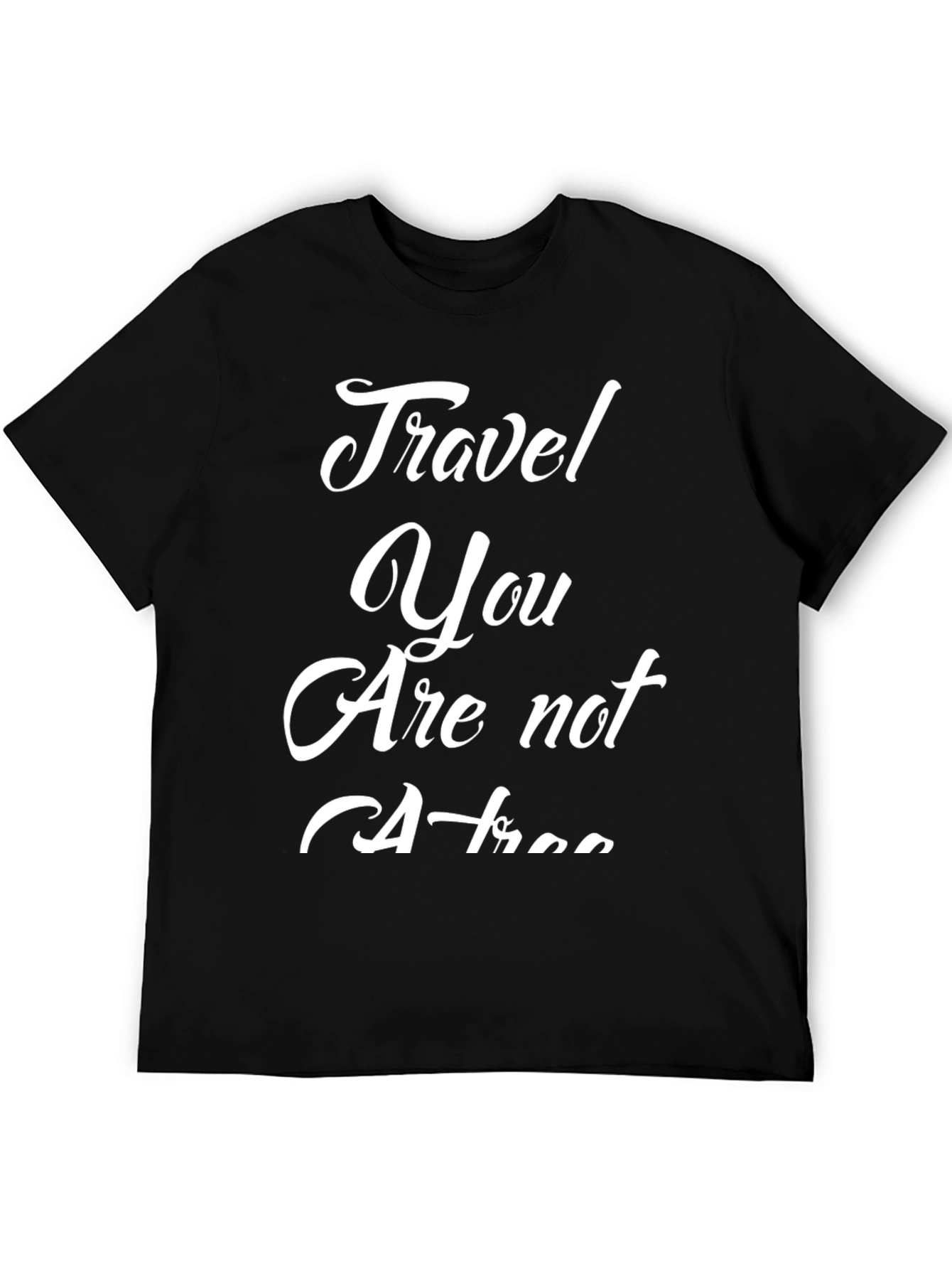 Travel Slogan Graphic Tee - Black Cotton Blend Shirt