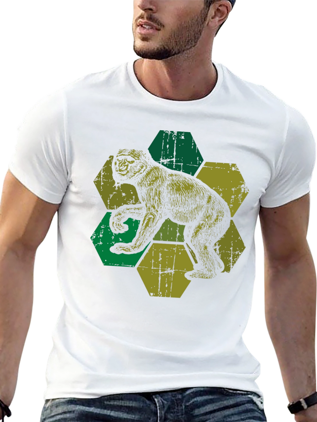 Retro Monkey Hexagon Graphic Tee