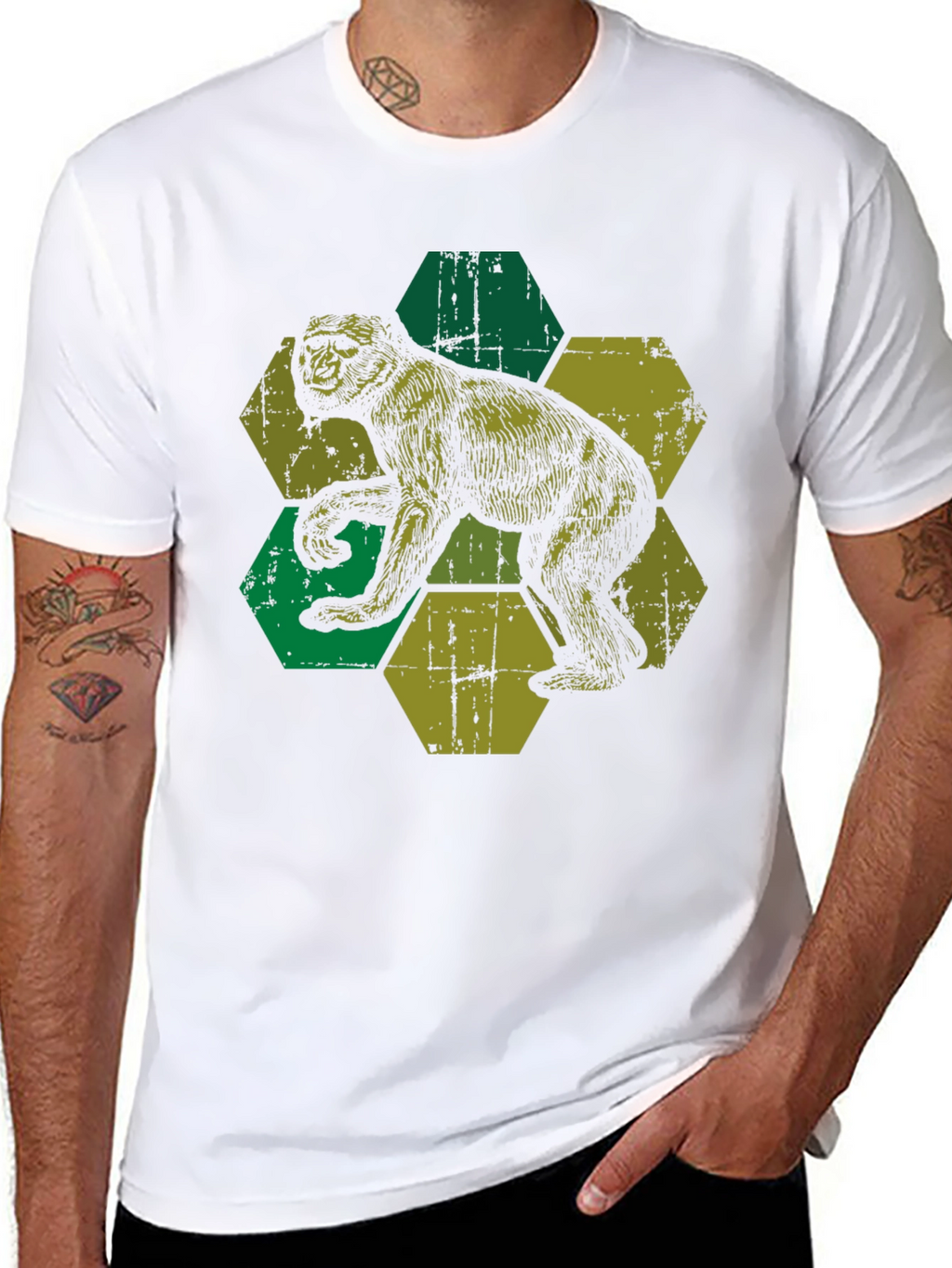 Retro Monkey Hexagon Graphic Tee