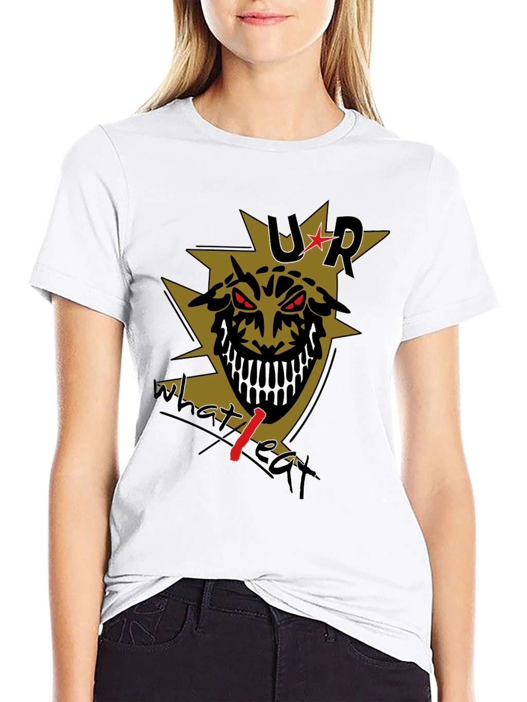 Mens Black T-Shirt with Edgy Graphic Print