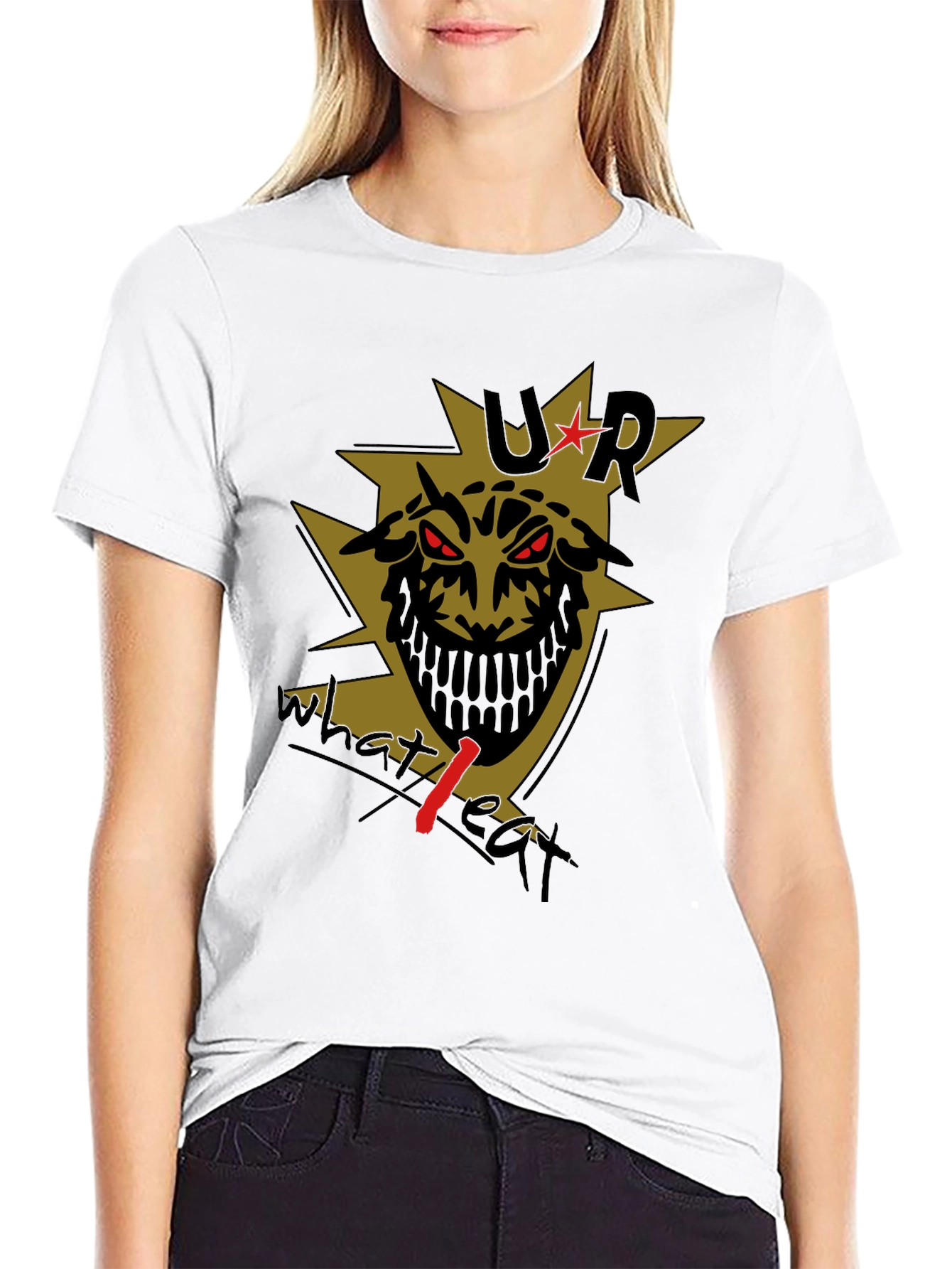 Mens Black T-Shirt with Edgy Graphic Print