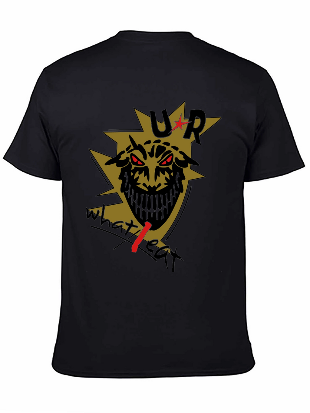 Mens Black T-Shirt with Edgy Graphic Print