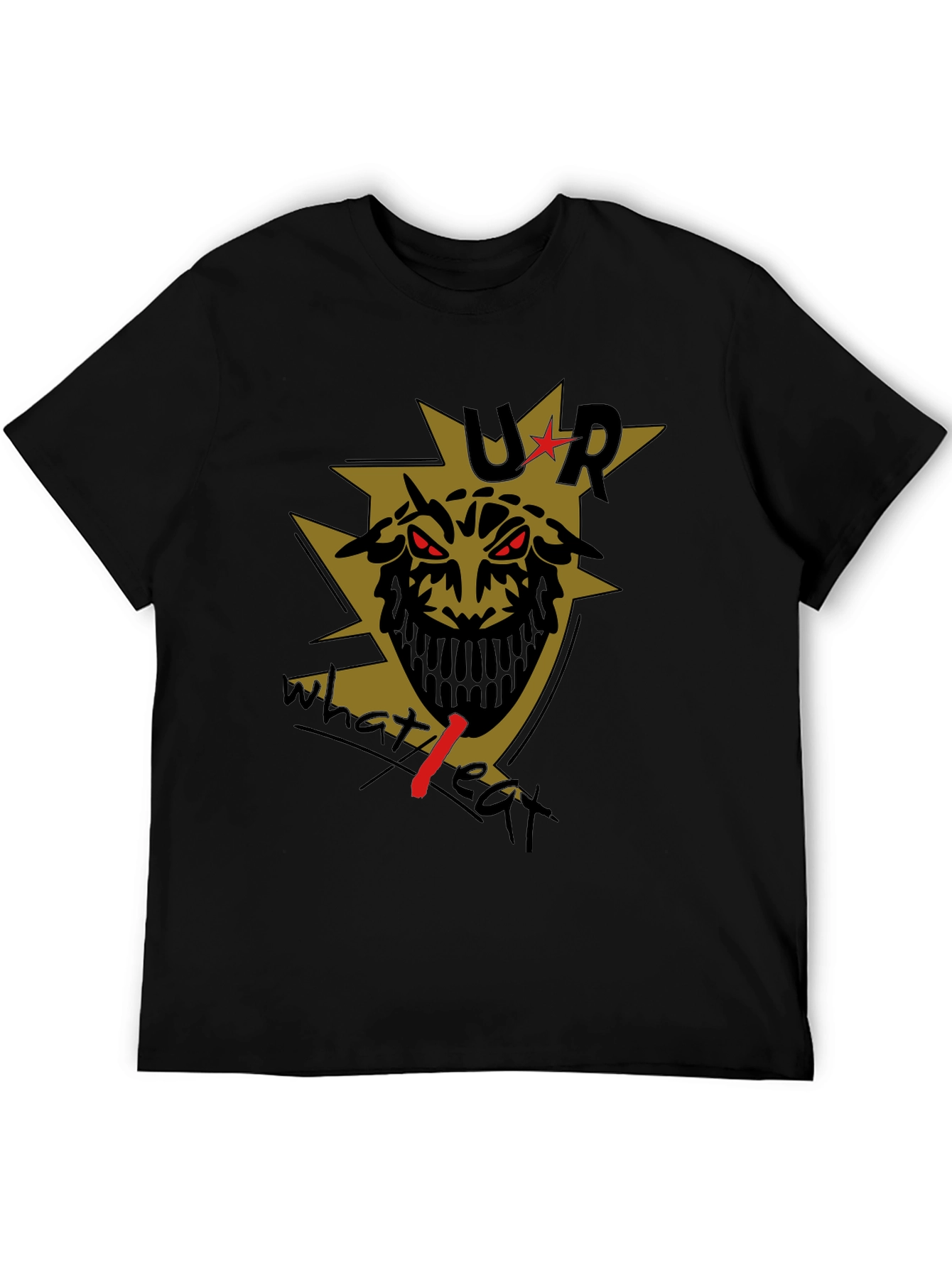 Mens Black T-Shirt with Edgy Graphic Print