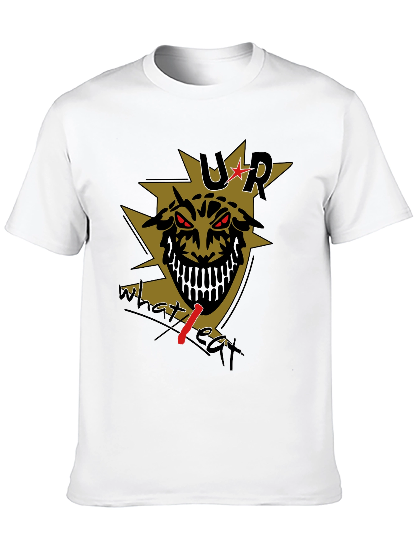 Mens Black T-Shirt with Edgy Graphic Print