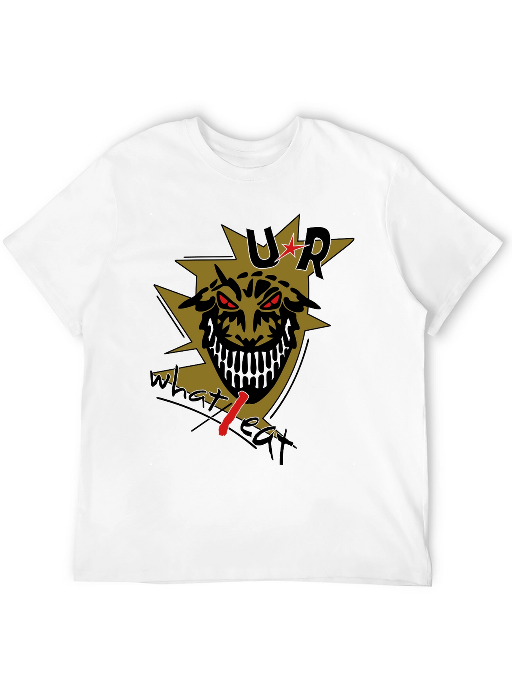 Mens Black T-Shirt with Edgy Graphic Print