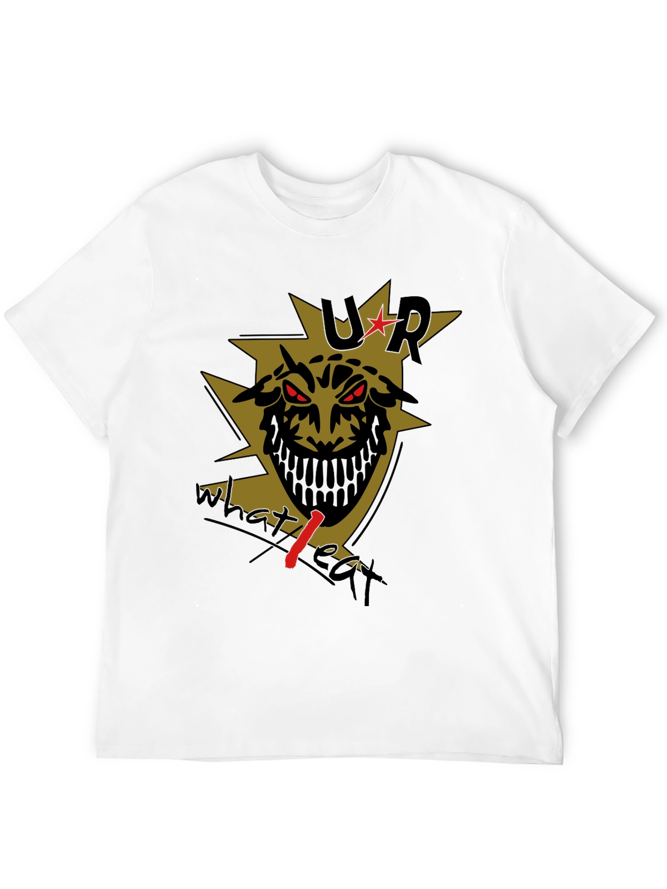 Mens Black T-Shirt with Edgy Graphic Print