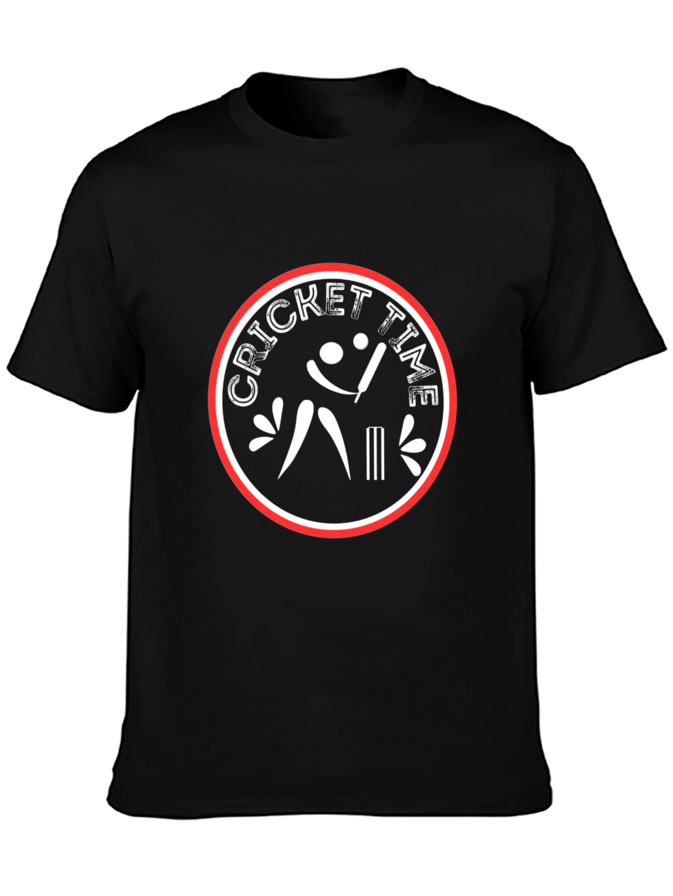 Cricket Time T-Shirt - Black Cotton Tee