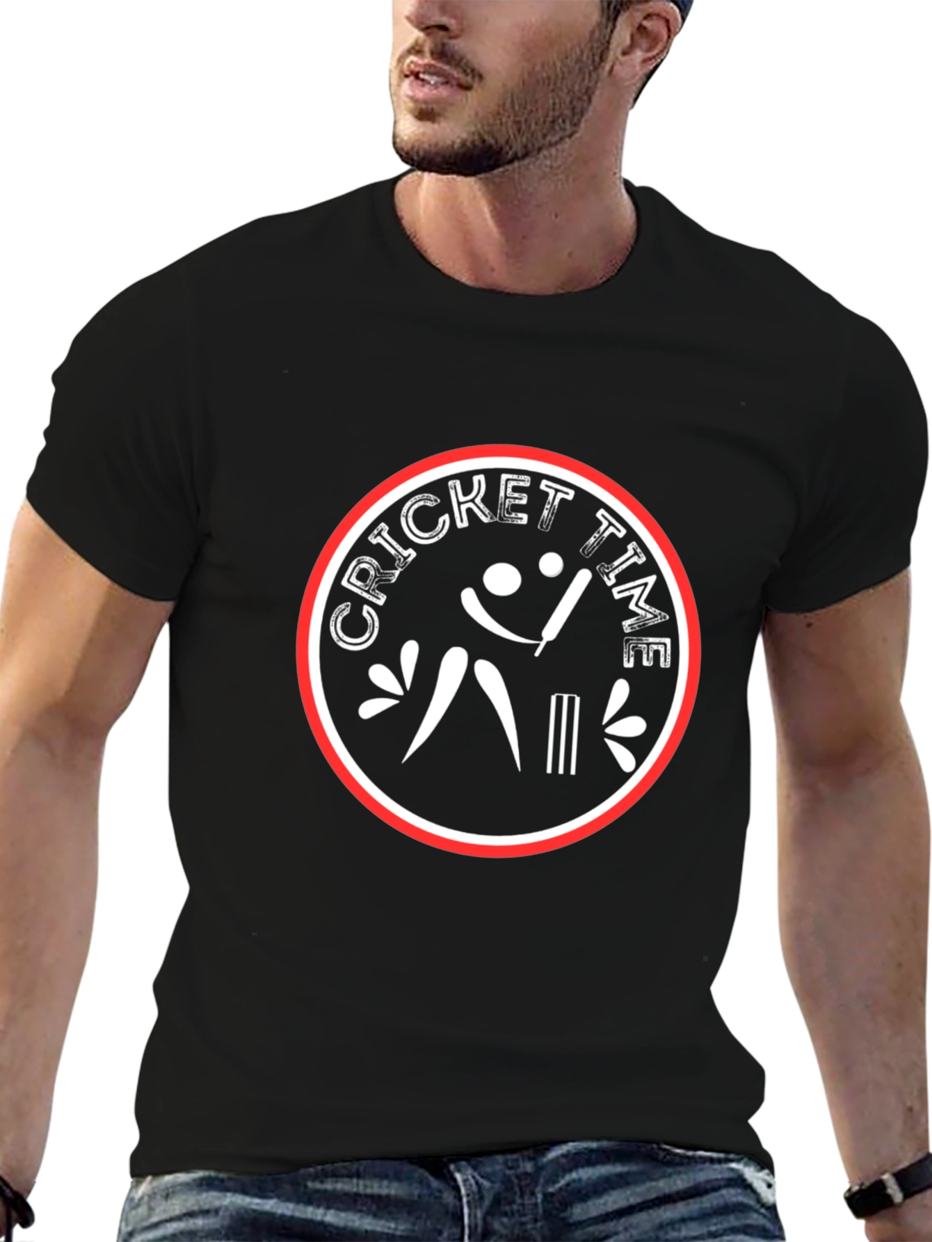 Cricket Time T-Shirt - Black Cotton Tee