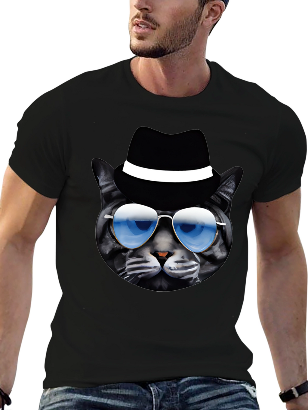 Cool Cat T-Shirt: Shades & Fedora