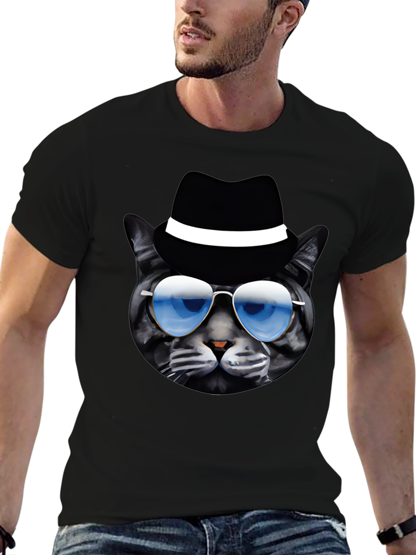 Cool Cat T-Shirt: Shades & Fedora