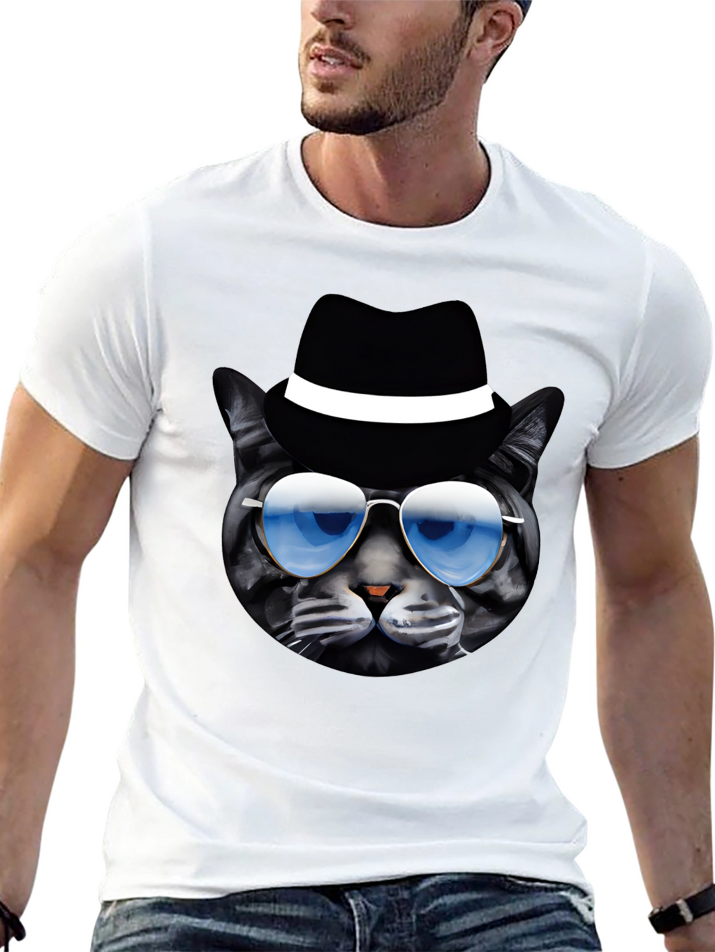 Cool Cat T-Shirt: Shades & Fedora