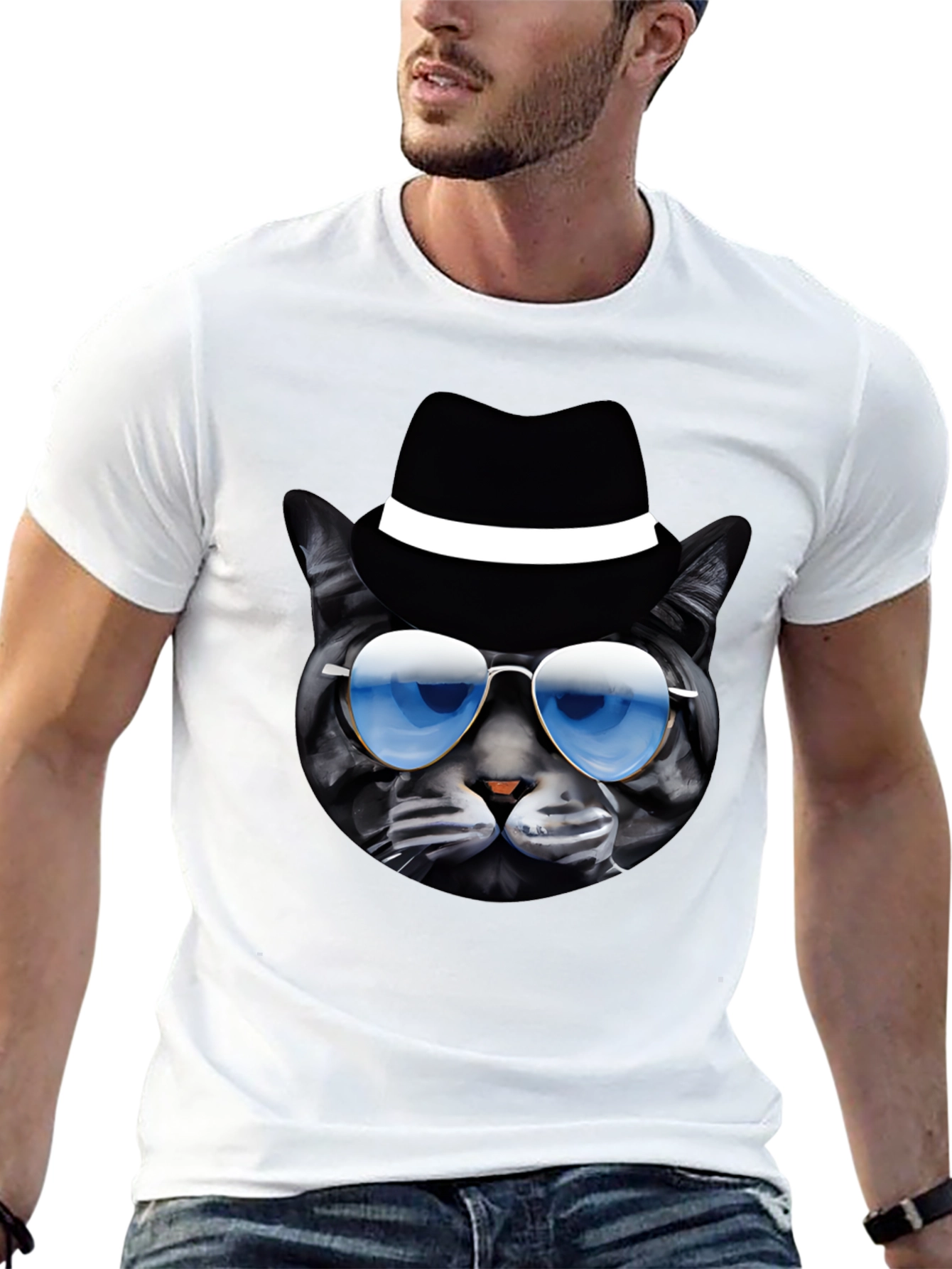 Cool Cat T-Shirt: Shades & Fedora