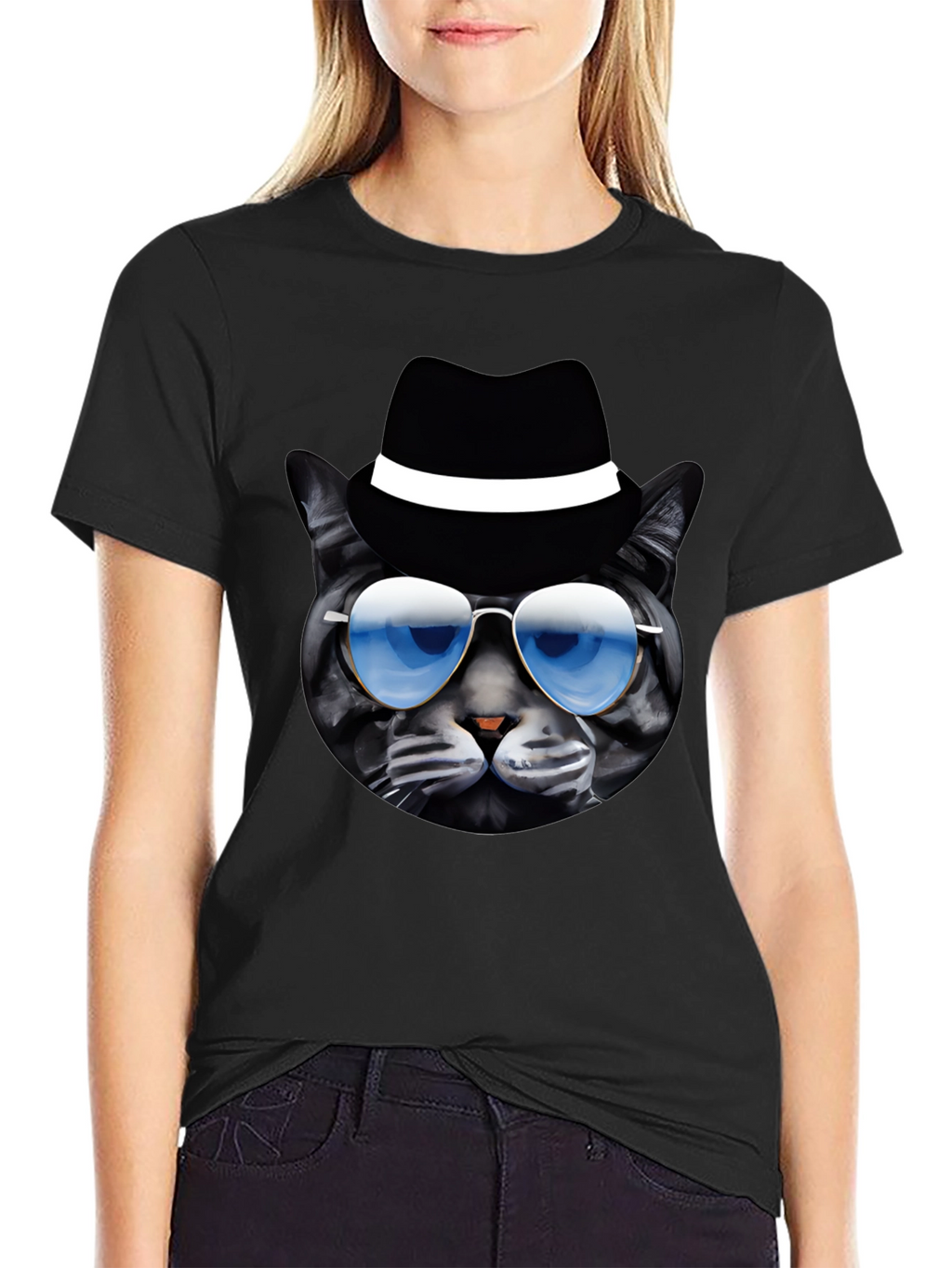 Cool Cat T-Shirt: Shades & Fedora