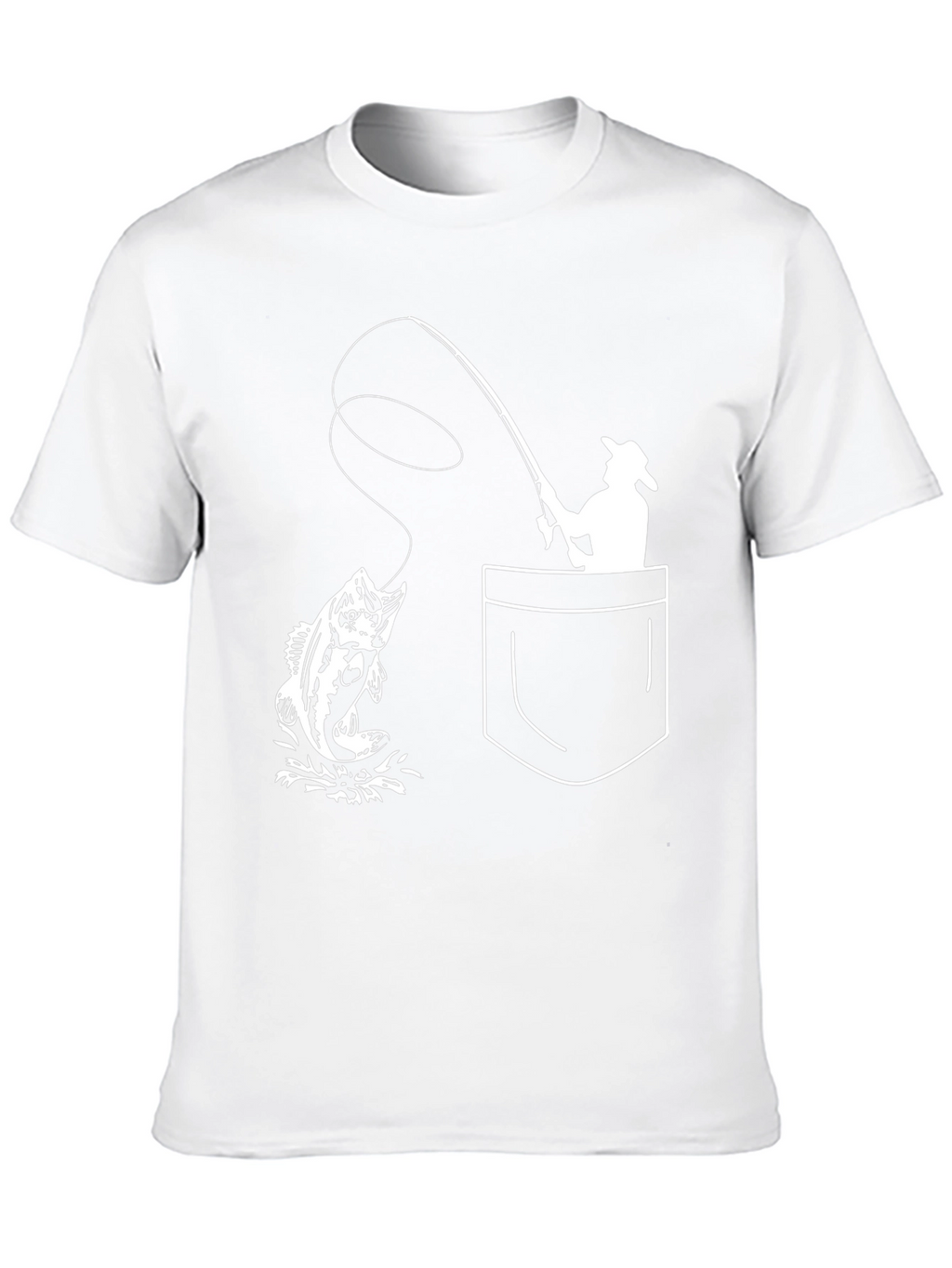 Fishing Pocket Graphic Tee - Black Cotton T-Shirt