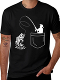Fishing Pocket Graphic Tee - Black Cotton T-Shirt